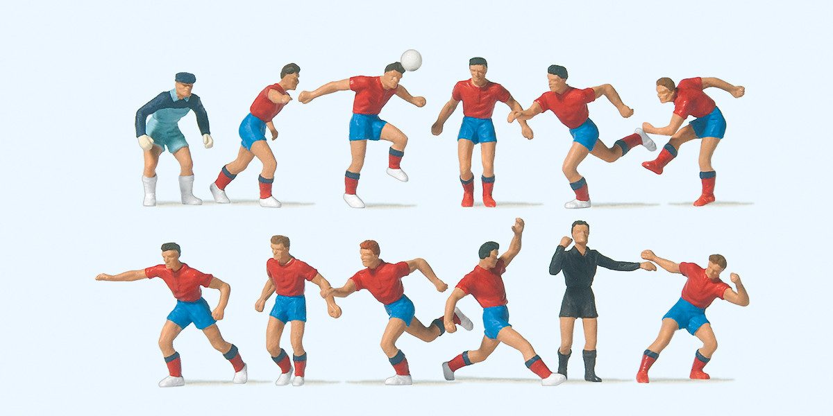 Preiser Sammelfigur Fussballmannschaft.Rote Triko PRE10760, Made in Europe