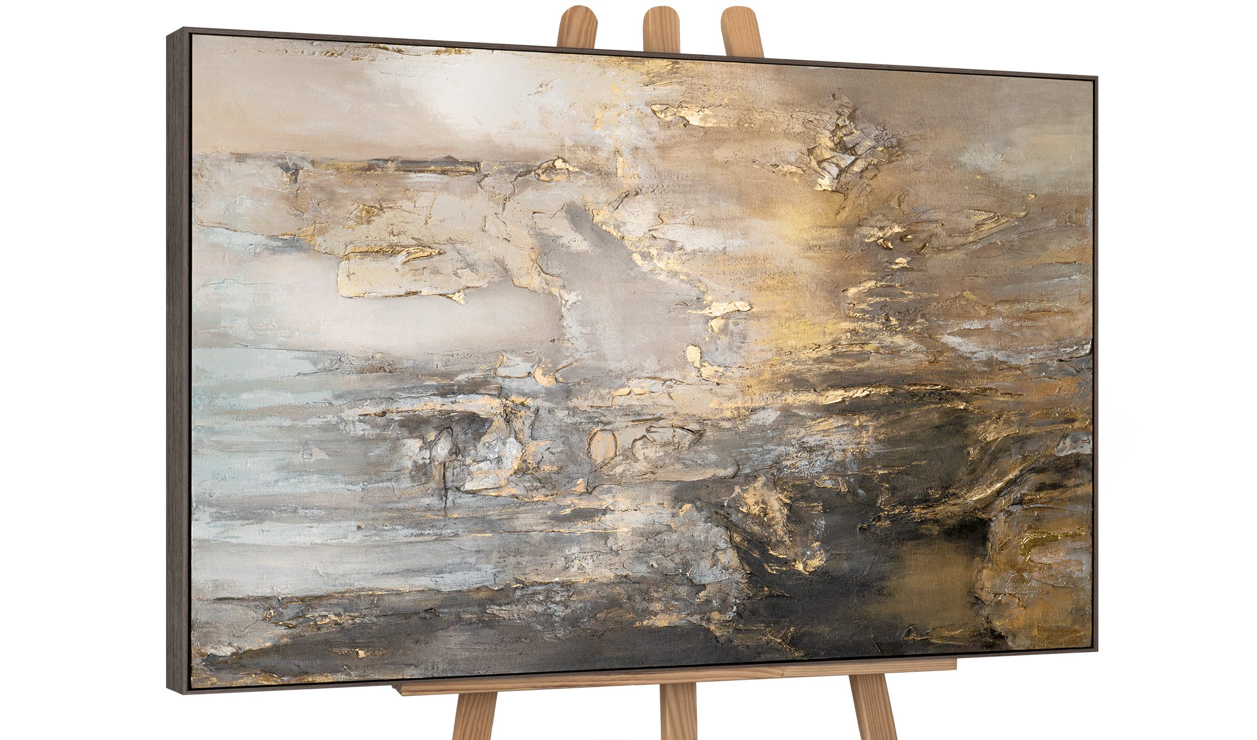 YS-Art Gemälde Goldene Horizonte, Abstraktion, Abstraktes Leinwandbild in unterschiedlichen Farbtönen