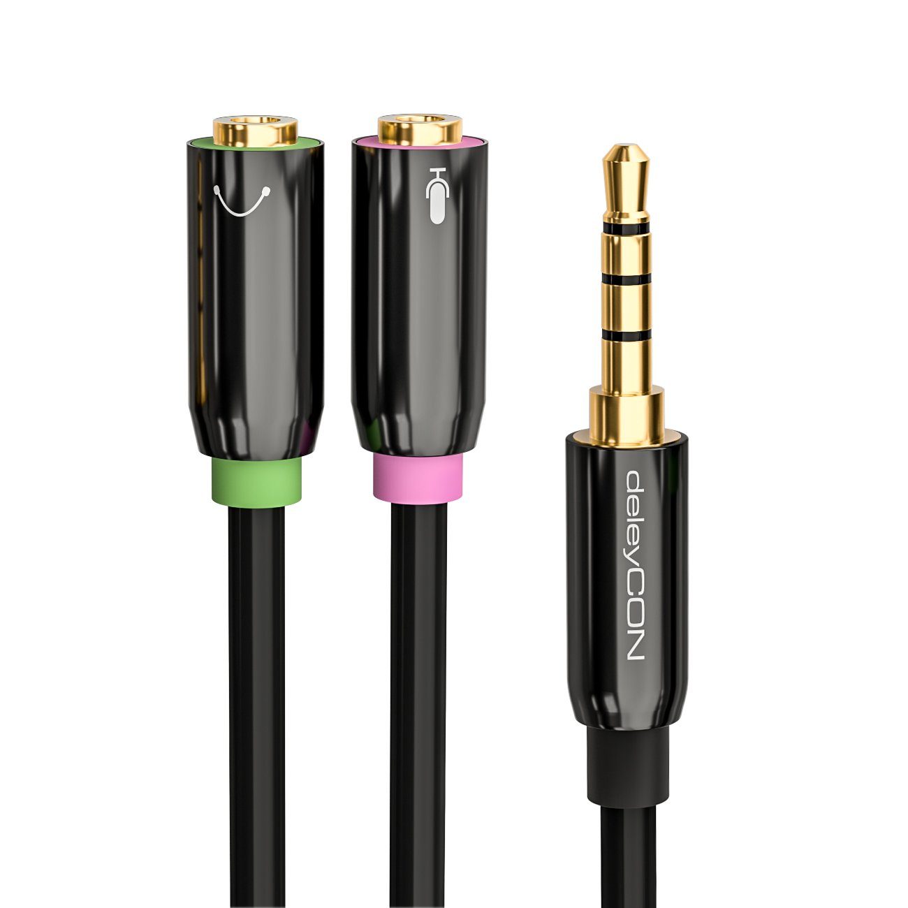 deleyCON deleyCON Kopfhörer Headset Splitter 1x3,5mm Klinke Stecker 2x3,5mm Audio-Kabel