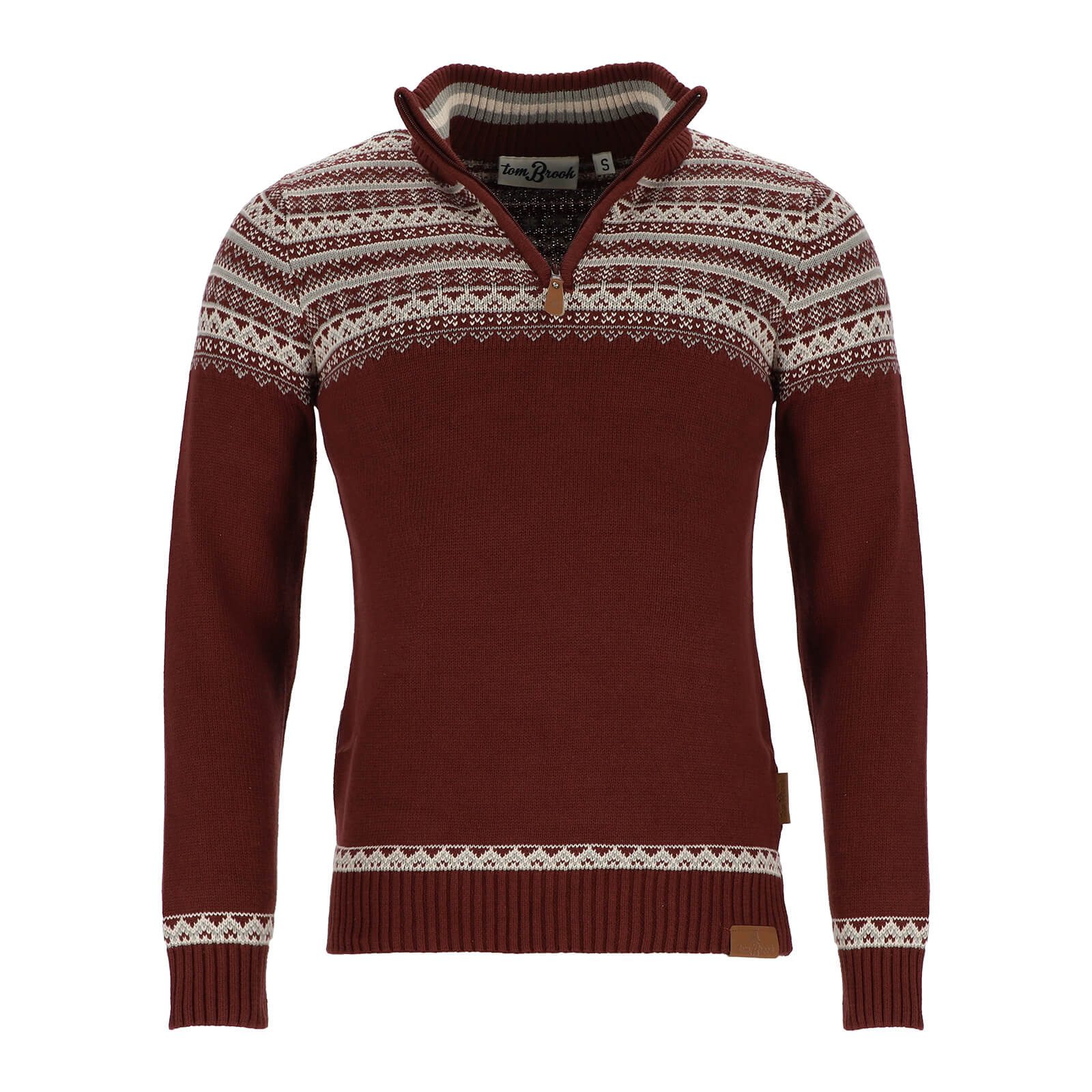 tomBrook Norwegerpullover 80895 Herren Troyer mit Norweger-Strick-Muster - Strickpullover Baumwolle
