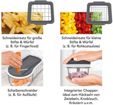 MAXXMEE Gemüseschneider Multi-Schneider Chop'n Slice Plus 12-tlg., Gemüseschneider Obstschneider Zerkleiner Küchen-Genie Hobel Dicer
