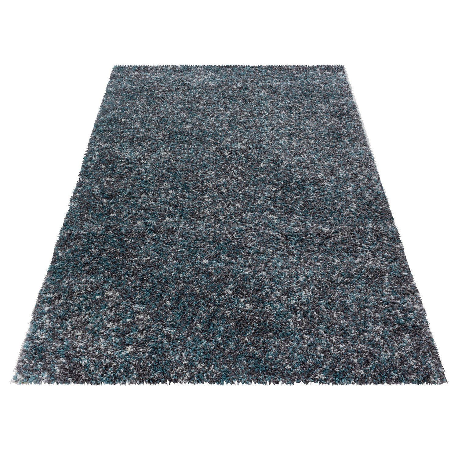 Hochflor-Teppich meliert Miovani, Blau Hochflorteppich Höhe: Langflorteppich 30 Wohnzimmer mm weich