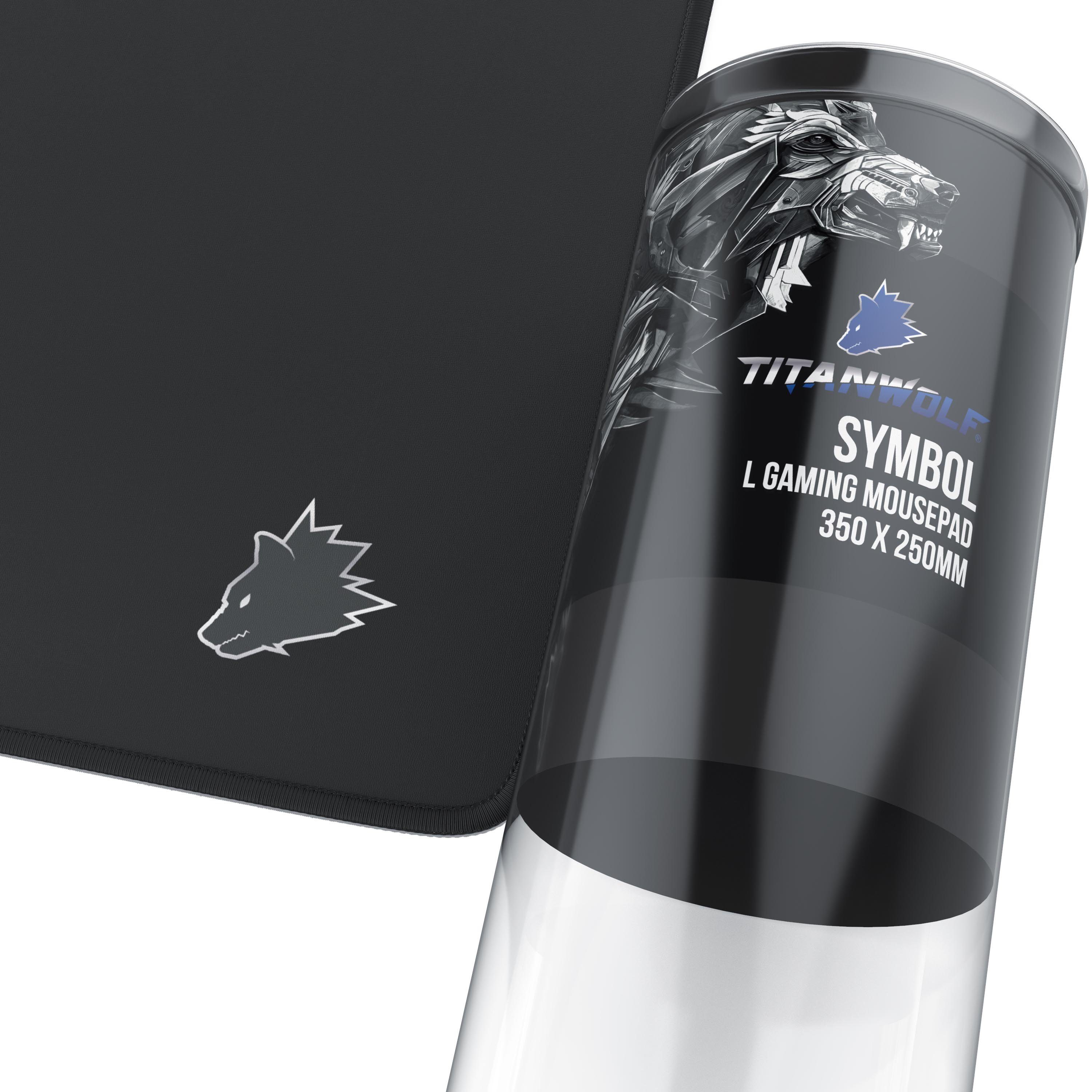 Titanwolf Gaming Mauspad Speed Mousepad 350 x 250 x 3 mm, Tischunterlage, strapazierfähig, rutschfest, abwaschbar, Geschwindigkeit & Präzision, Wolfsmotiv klein