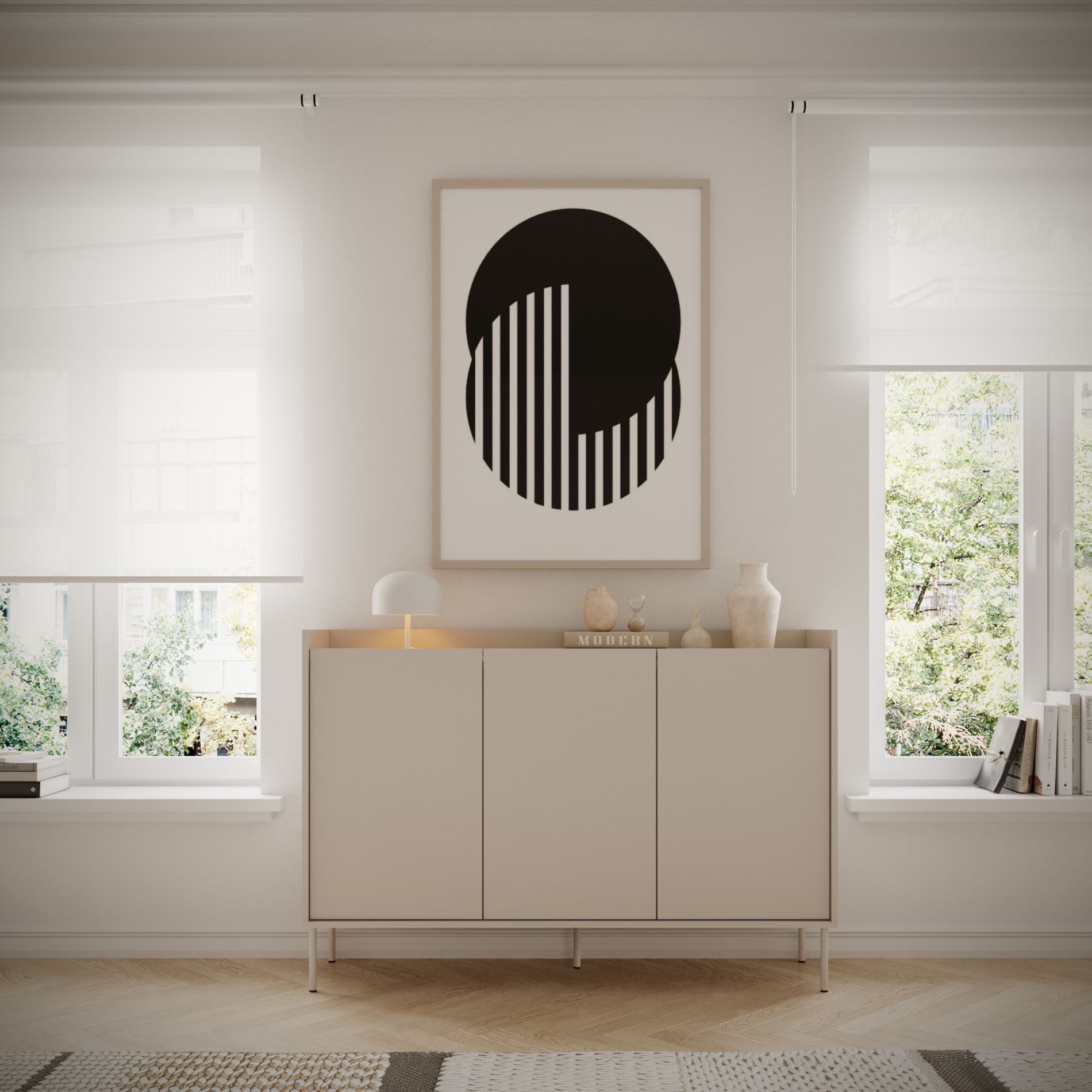 Selsey Sideboard TOVI, 3 Türen, Stauraumfächern und 17 cm Metallfüßen, B 139,8 cm