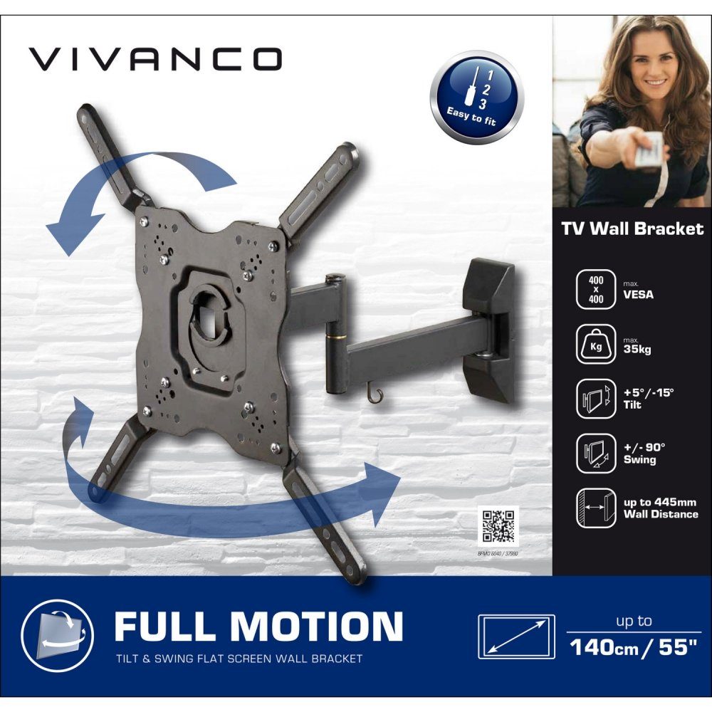 schwarz Wandhalterung Vivanco - - 6040 TV-Wandhalterung BFMO