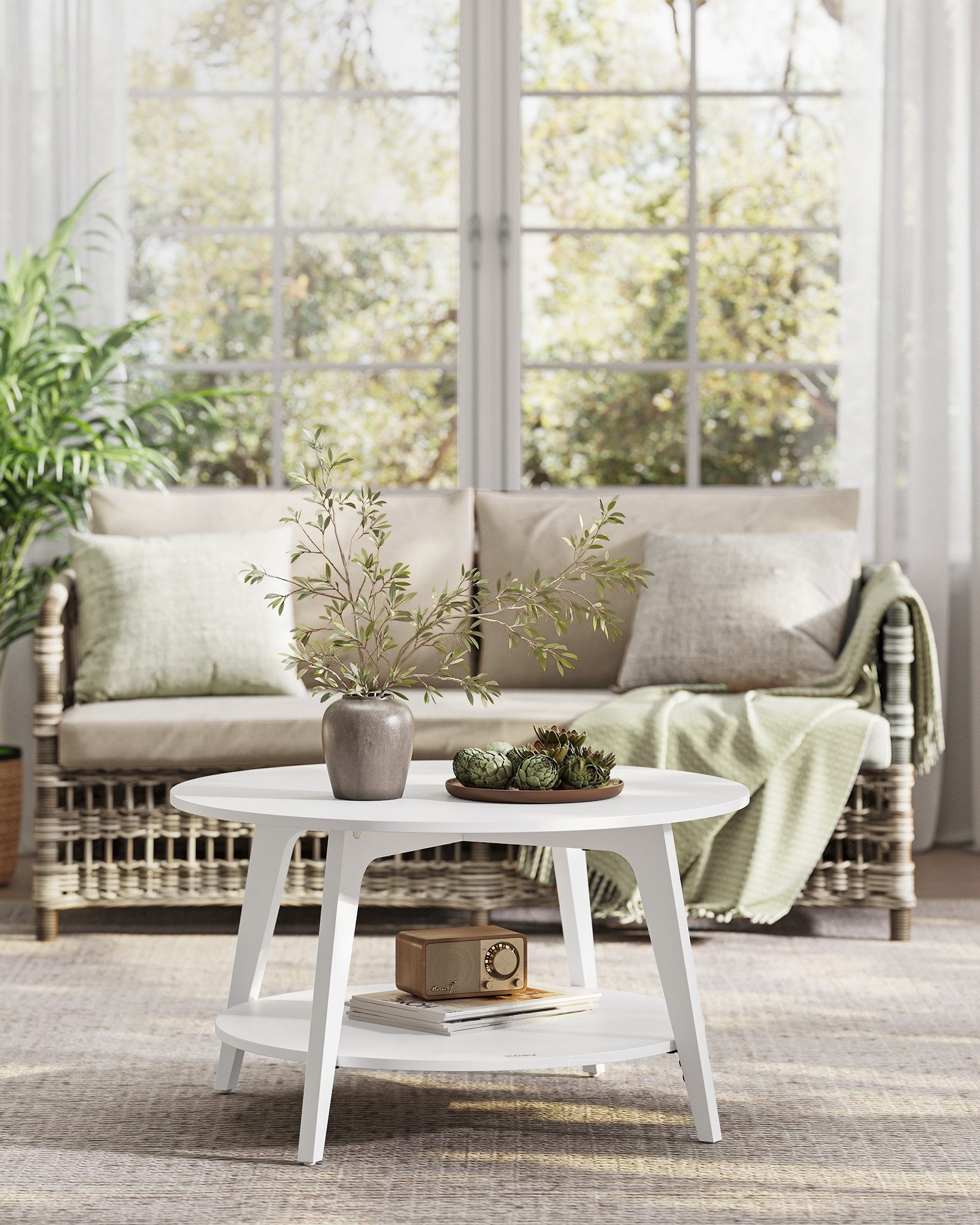 VASAGLE Couchtisch, Wohnzimmertisch 2 Ebenen, ∅80 günstig online kaufen