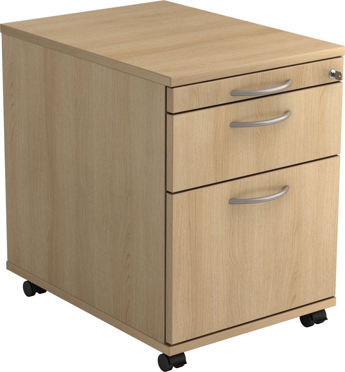 Container Rollcontainer 58cm 1 Schub 1 Hängeregistratur Schloss Bogengriff Eiche