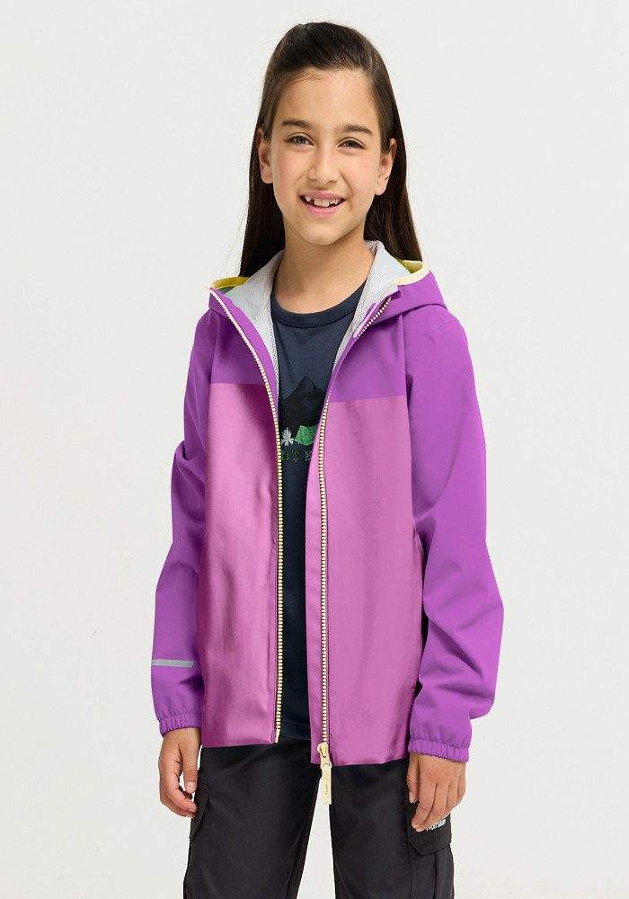 Jack Wolfskin Regenjacke ADVENTURETRIBE 2L JKT K atmungsaktiv, wasserdicht, mit Reißverschluss, normale Länge