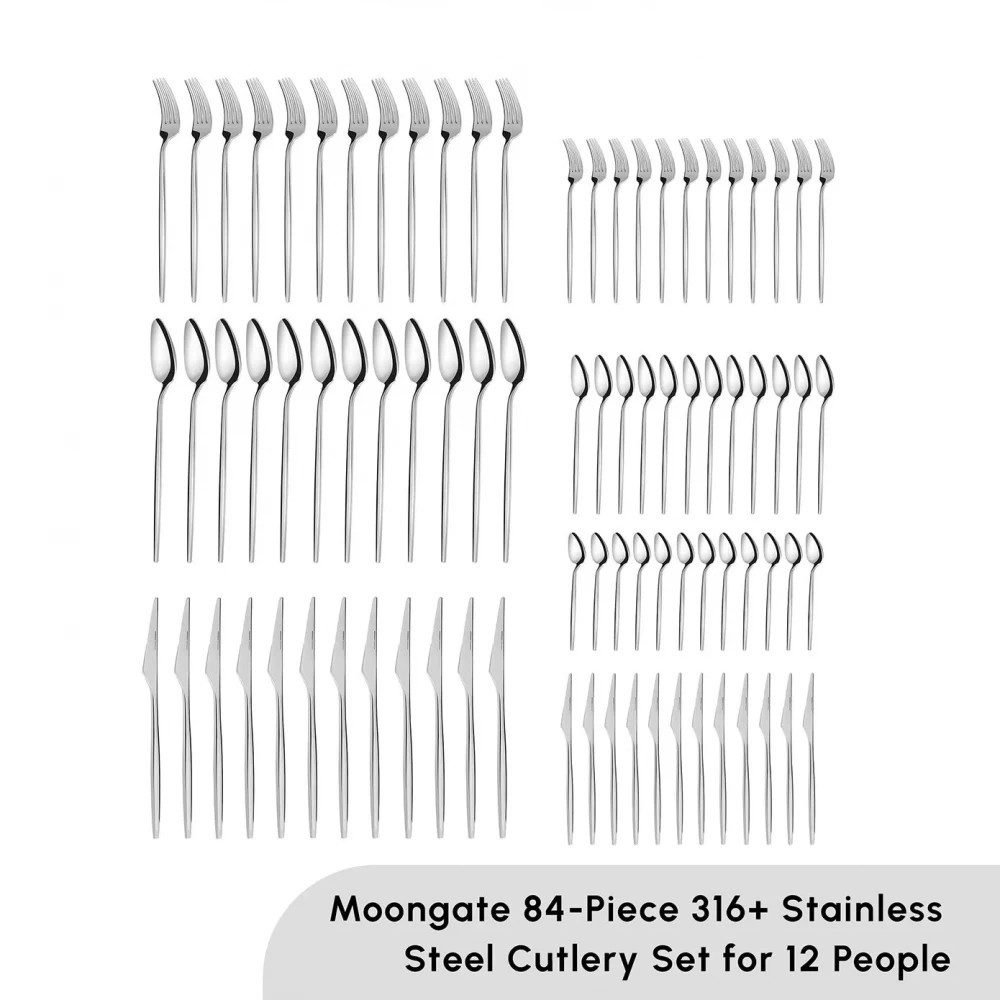 Karaca Besteck-Set Karaca Moongate Besteckset für 12 Personen 84-teilig Edelstahl Silber (84-tlg), 12 Personen, 316+ Edelstahl