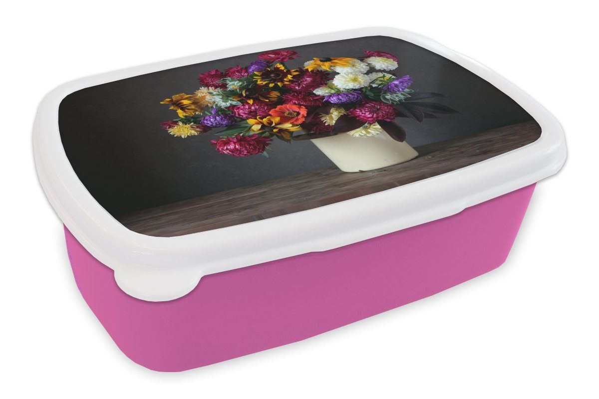 MuchoWow Lunchbox Blumenstrauß - Farben - Stilleben, Kunststoff, (2-tlg), Brotbox für Erwachsene, Brotdose Kinder, Snackbox, Mädchen, Kunststoff rosa | Lunchboxen