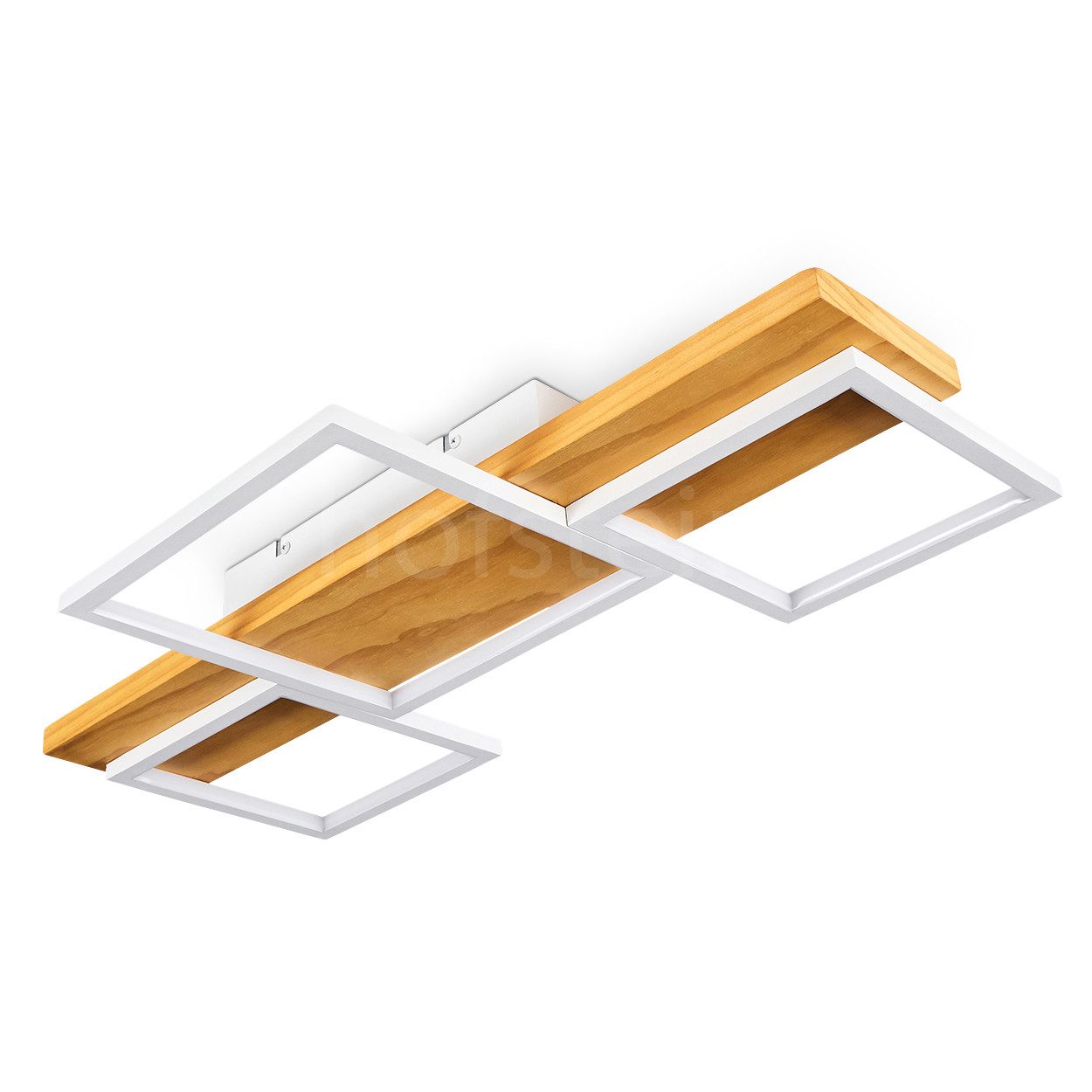 hofstein Deckenleuchte »Palermo« dimmbare Deckenlampe aus Metall/Holz/Kunststoff, Natur/Weiß, 3000 Kelvin, über herkömmlichen Lichtschalter dimmbar, LED, 4000 Lumen