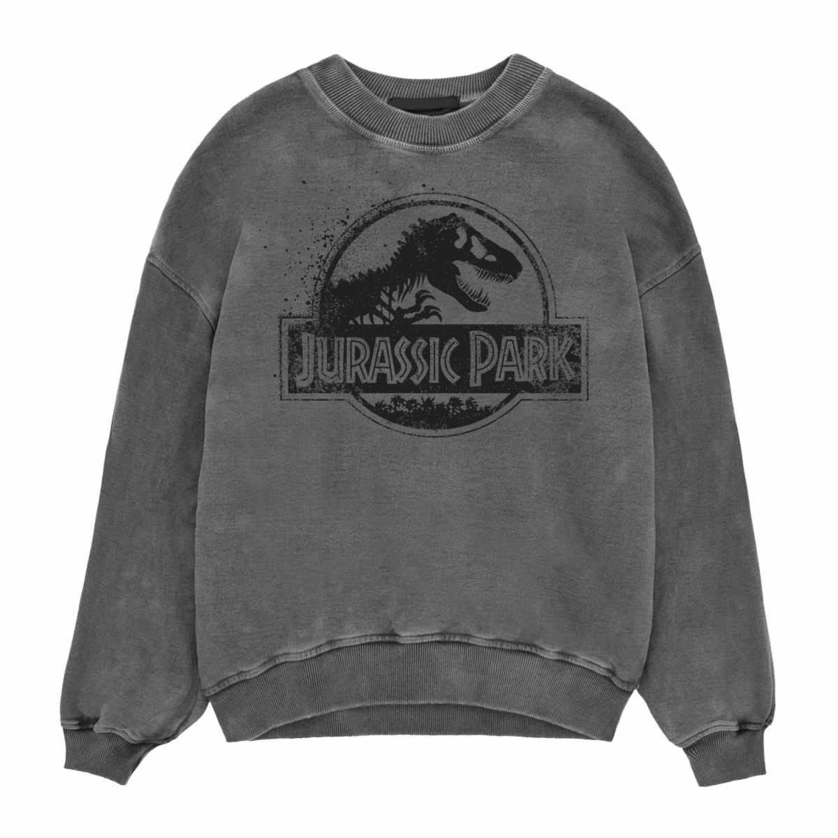 Jurassic Park Rundhalspullover Spray Logo Acid Wash Dino Dinosaurier T-Rex