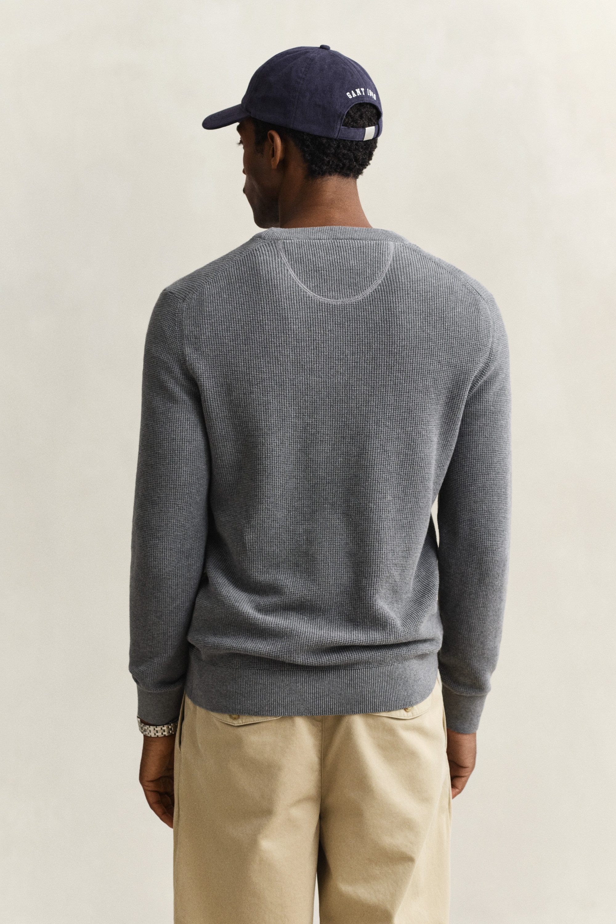 Gant Strickpullover MICRO TEXTURED COTTON C-NECK Regular fit mit Rundhalsausschnitt