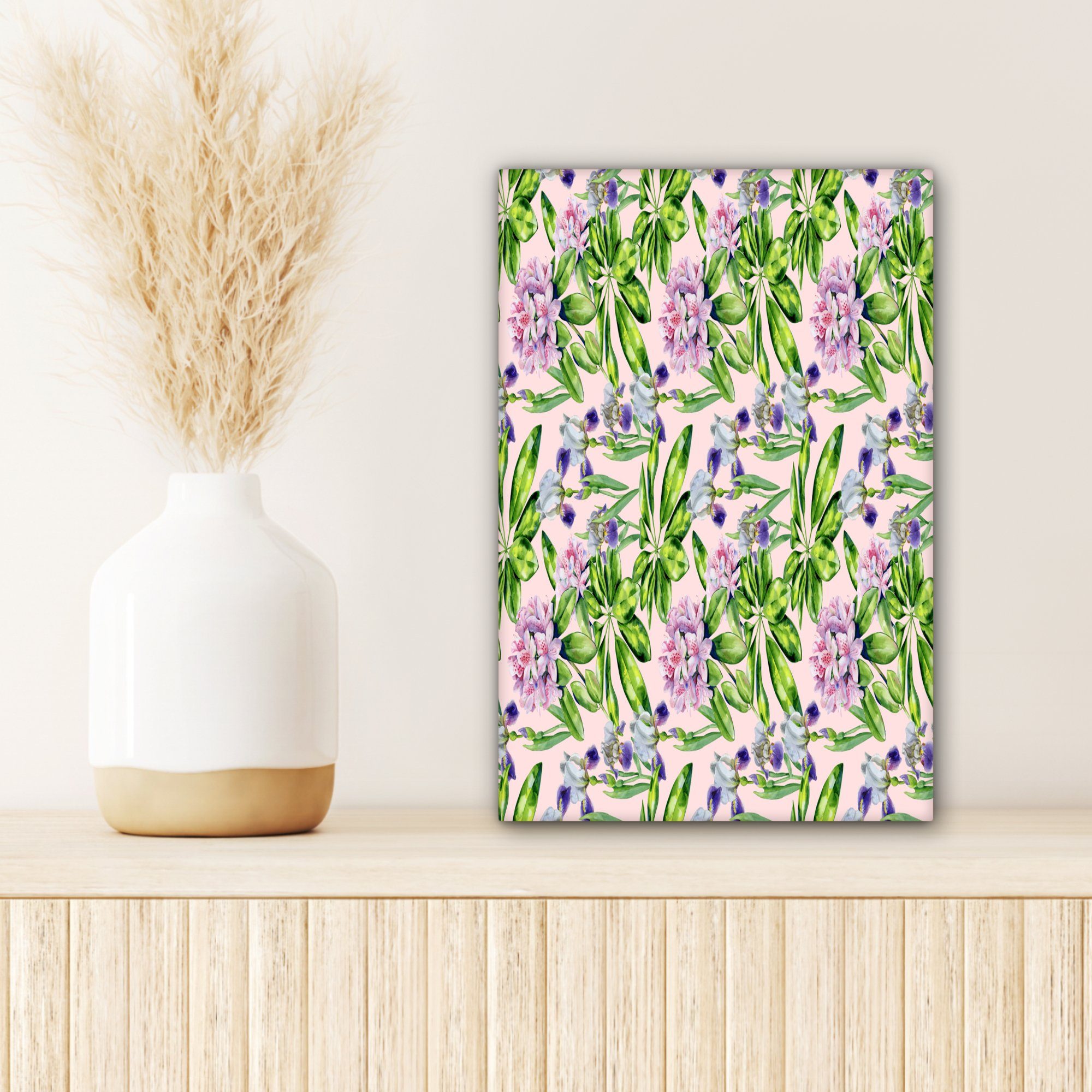 OneMillionCanvasses® Leinwandbild Blumen Leinwandbild - bespannt Hortensie 20x30 - St), inkl. cm Gemälde, (1 fertig Zackenaufhänger, Farben