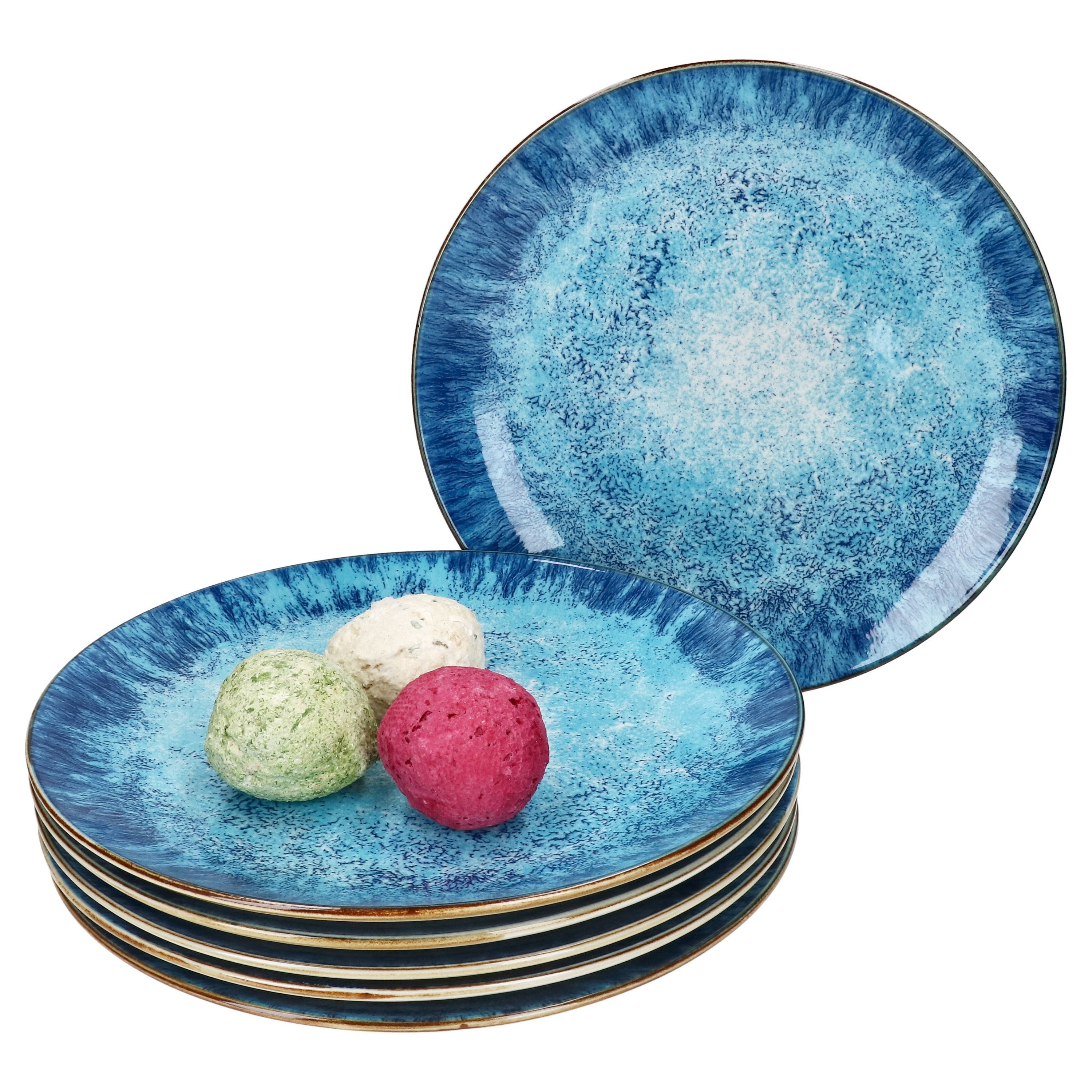 MamboCat Speiseteller Marina 6er Set Speiseteller Ø27cm Porzellan Platte blaue Essteller