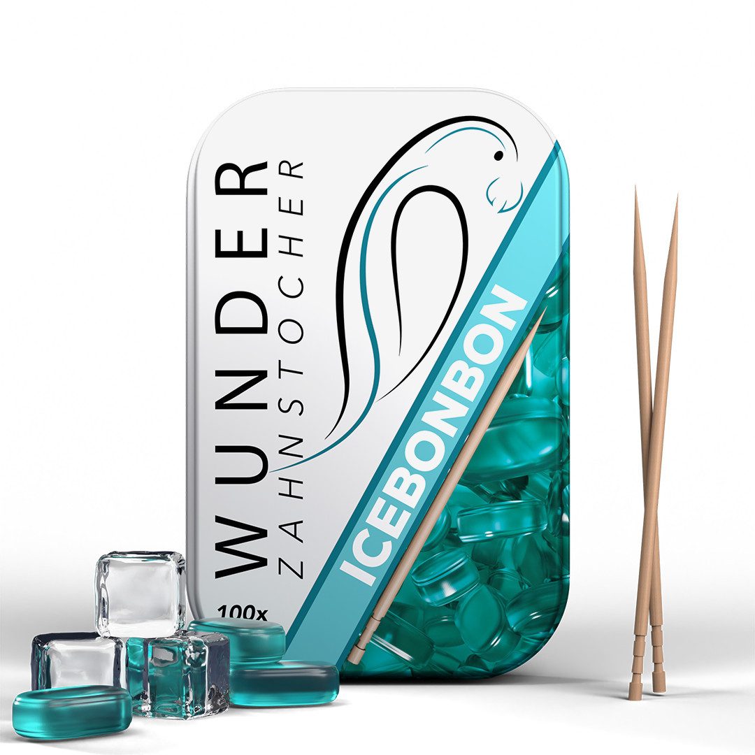 Wunder Zahnstocher Mundpflegecenter Wunder Zahnstocher mit Geschmack - Metalldose - Eisbonbon, frischer Atem - Alternative zu Kaugummi - Zuckerfrei & kalorienfrei