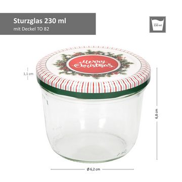 MamboCat Einmachglas 100er Set Sturzglas 230 ml To 82 Merry Christmas Deckel, Glas
