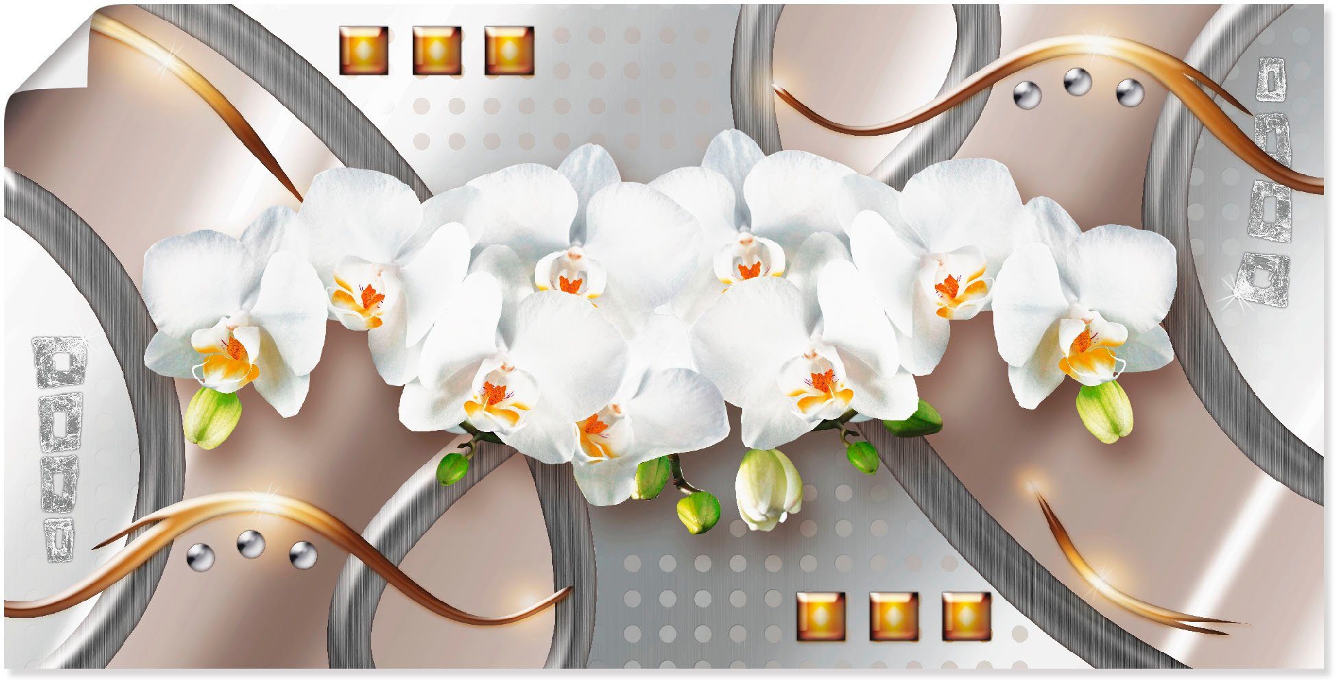 Artland Wandbild Orchideen mit Elementen, Blumen (1 St), als Leinwandbild, Wandaufkleber oder Poster in versch. Größen