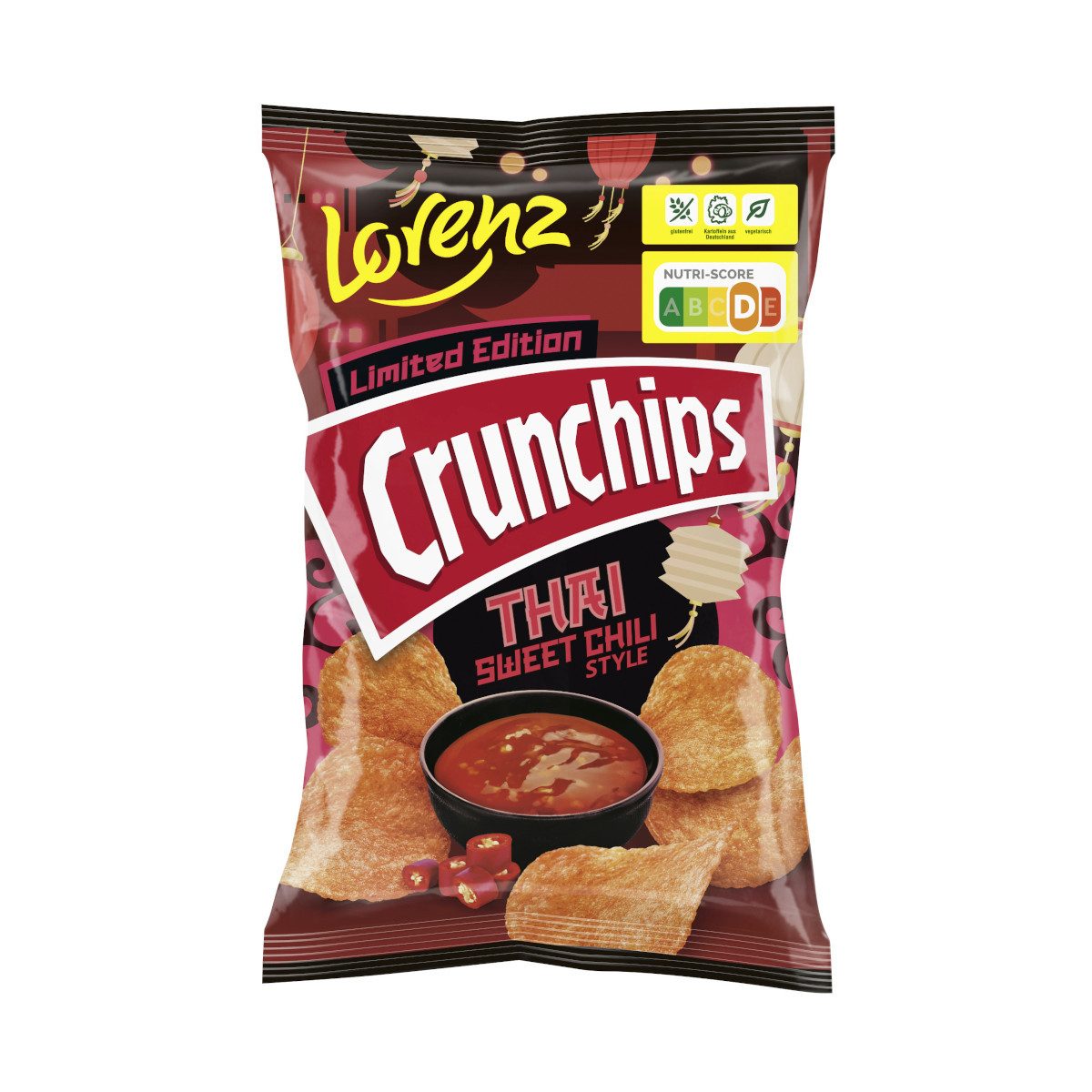 LORENZ Knabberei, Lorenz Crunchips Thai Sweet Chili Style Kartoffelchips Packung 130g