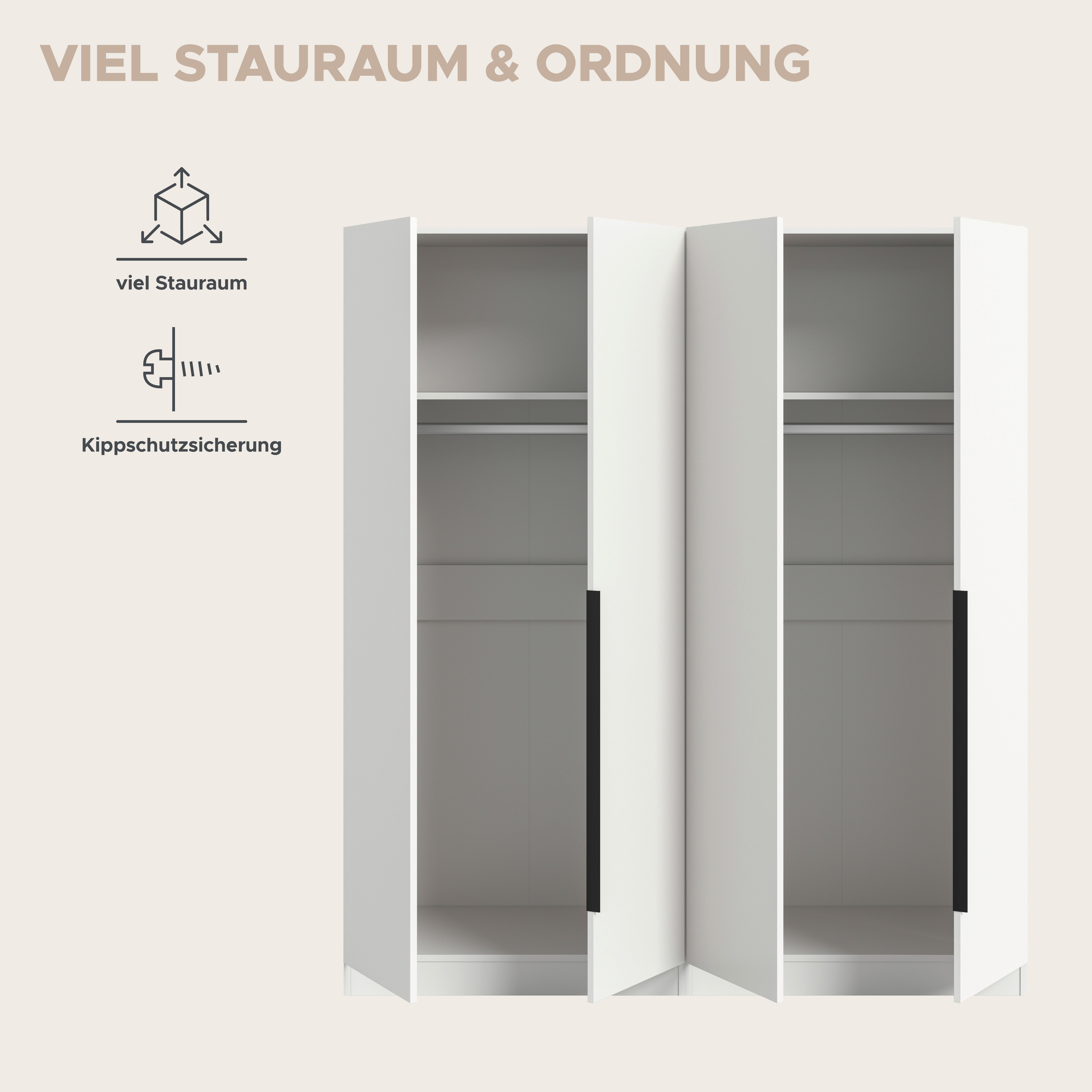 OTTO home Schrank-Set Skarde moderner Kleiderschrank Schlafzimmerschrank, (1-St., wähle deine beste Schrank Kombination), Skarde Kleiderschrank 160 cm, 2 Kleide – Bild 4 von 5
