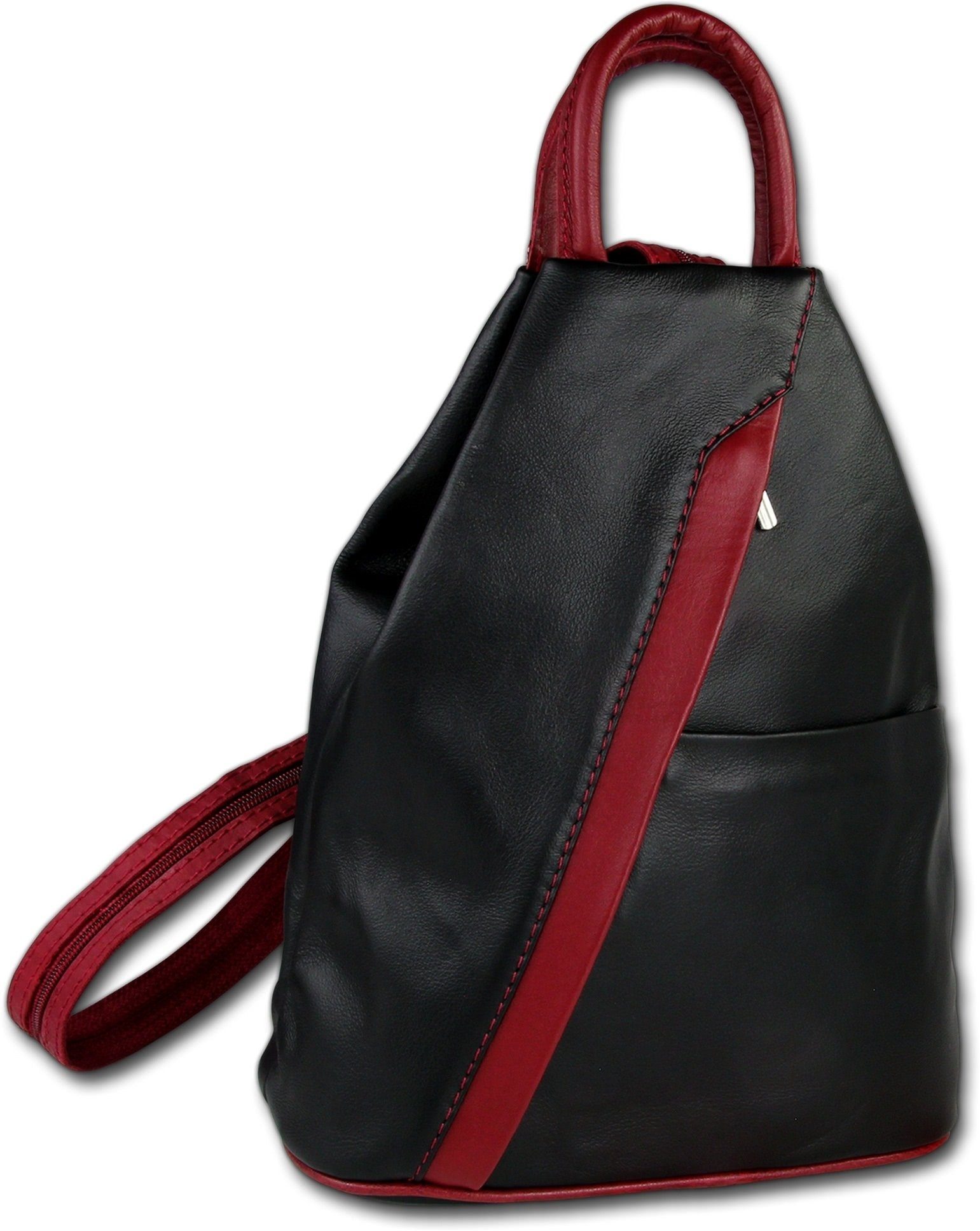 Toscanto Cityrucksack Toscanto Cityrucksack, Schultertasche (Schultertasche), Damen Rucksack, Tasche Echtes Leder schwarz, rot, Made-In Italy