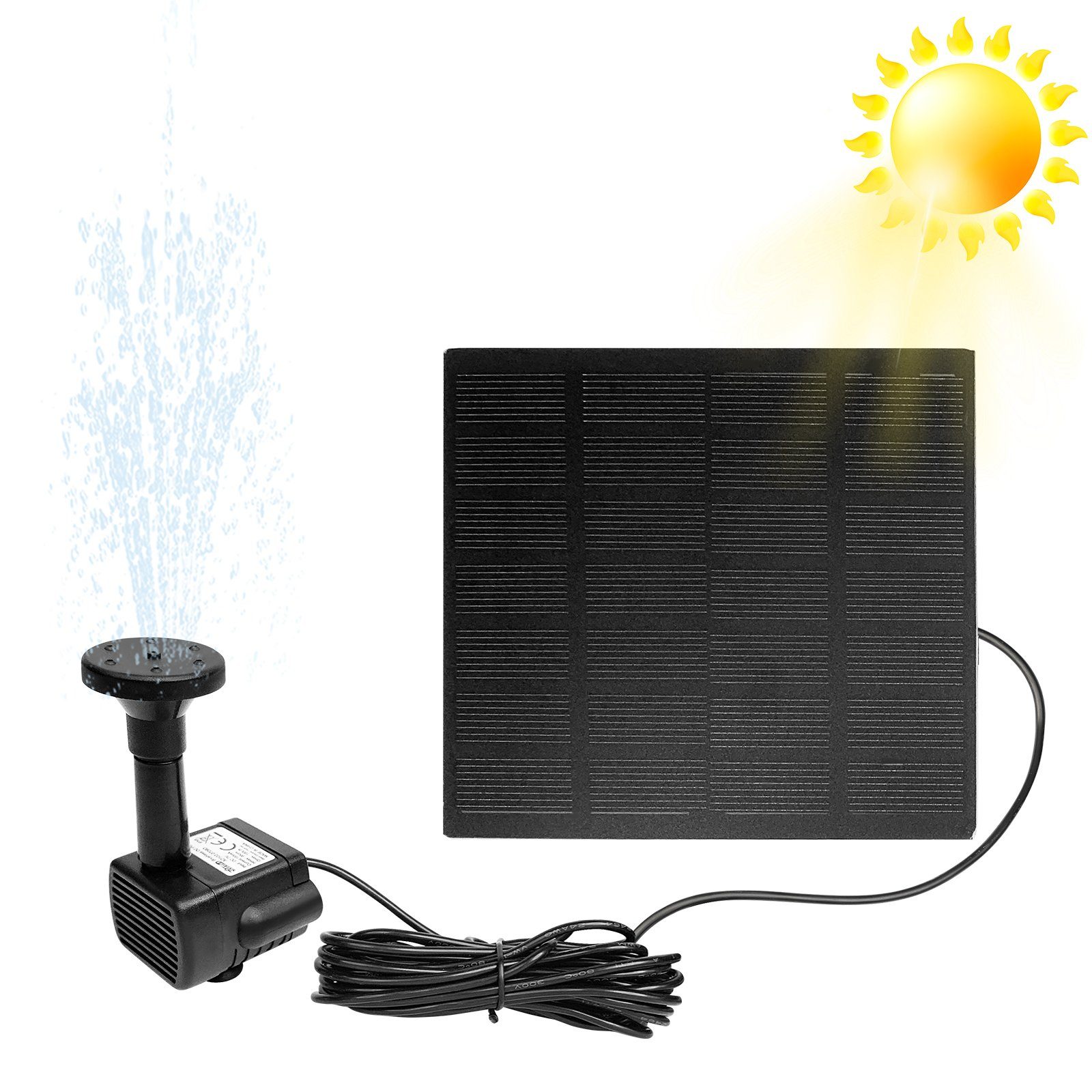 AUFUN Gartenbrunnen Solar Springbrunnen, Solarpumpe Gartenwasserpumpe