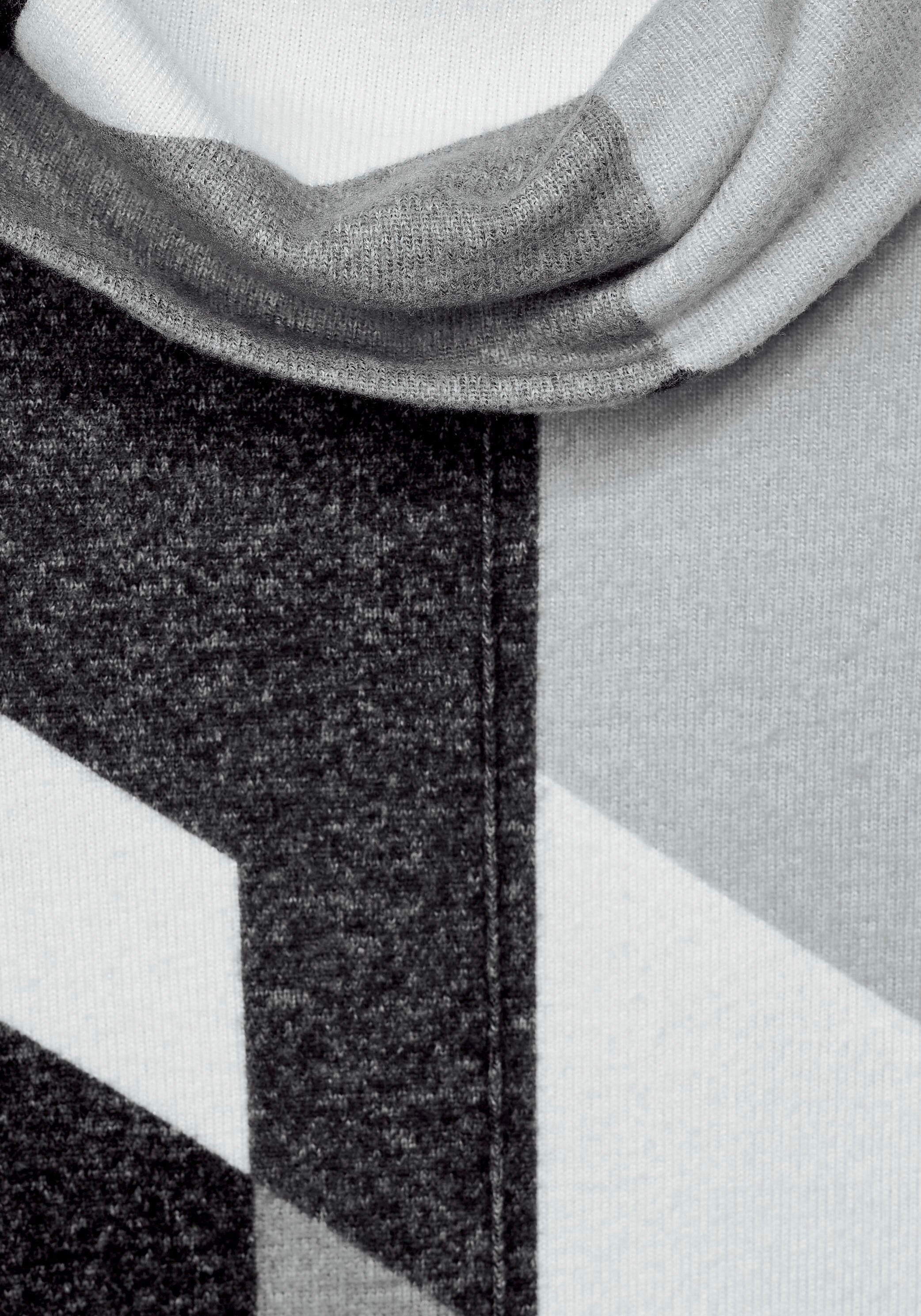 Cecil Rollkragenpullover mit geometrischem black Muster melange