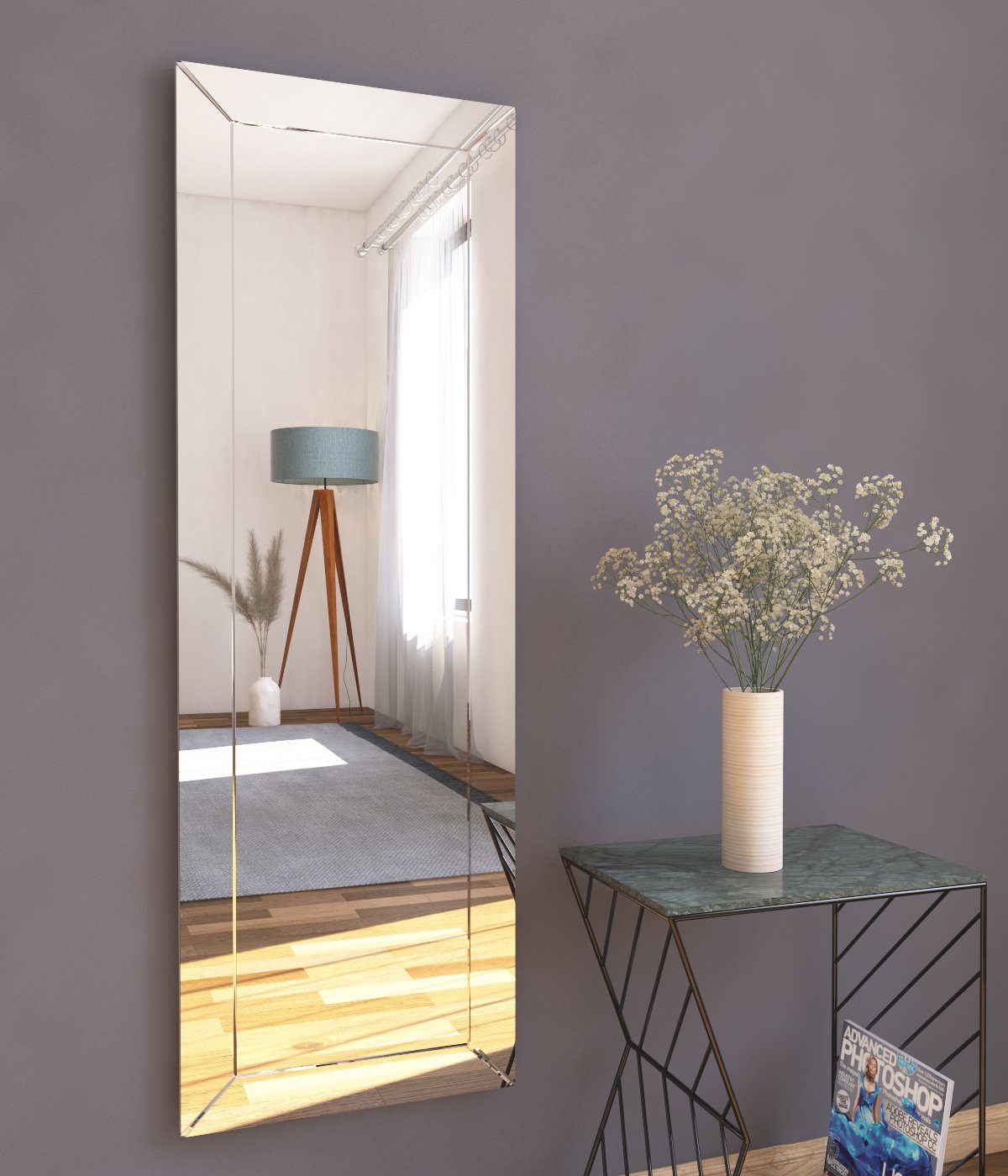 moebel17 Wandspiegel Spiegel Nady 40x120cm (Einzelmöbel, 1-St., Wandspiegel ohne Rahmen), Modern, rahmenlos, platzsparend, Inox-Beschichtung