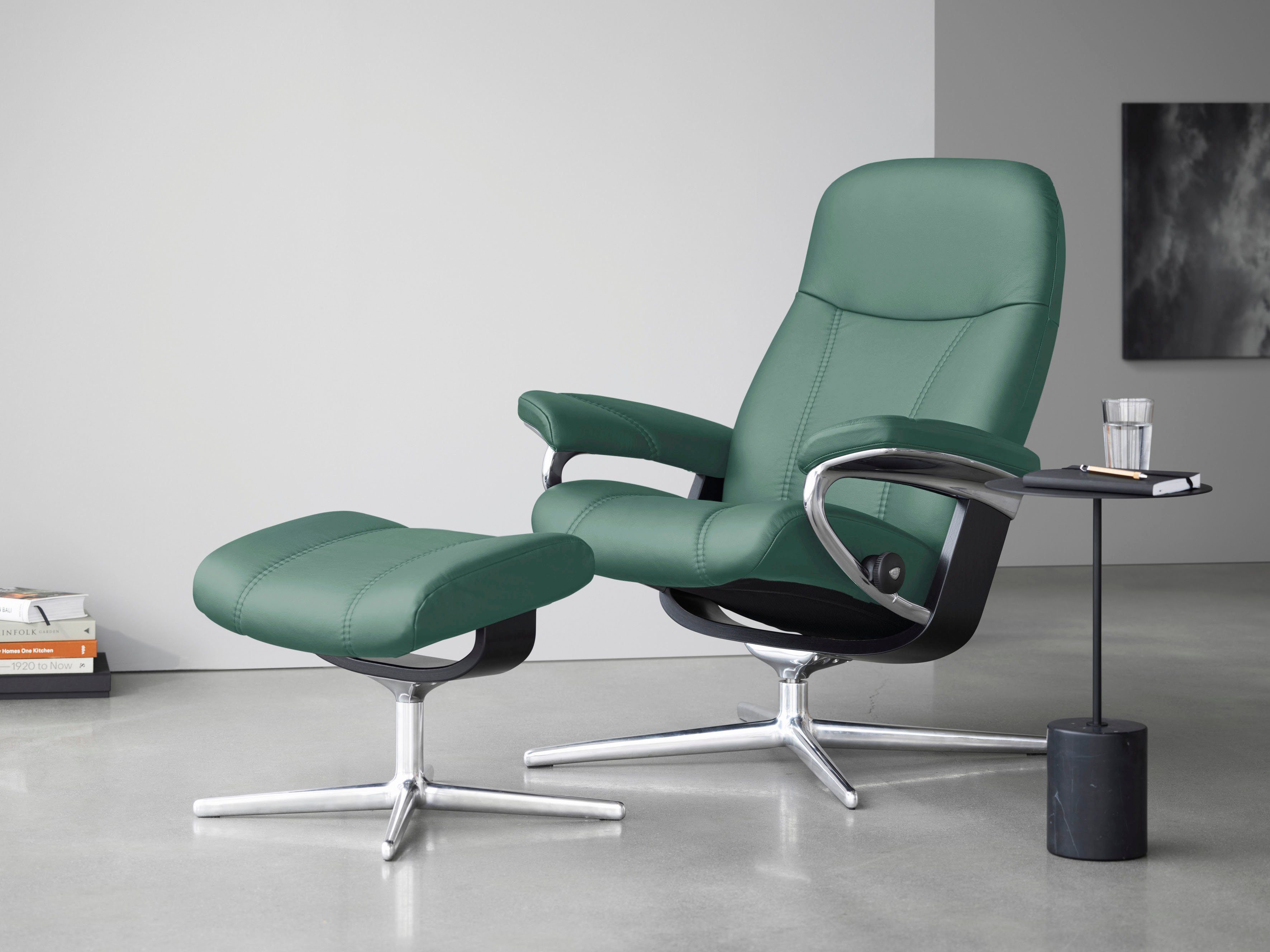Stressless® Fußhocker Consul, mit Cross Base, Größe S, M & L, Holzakzent Schwarz