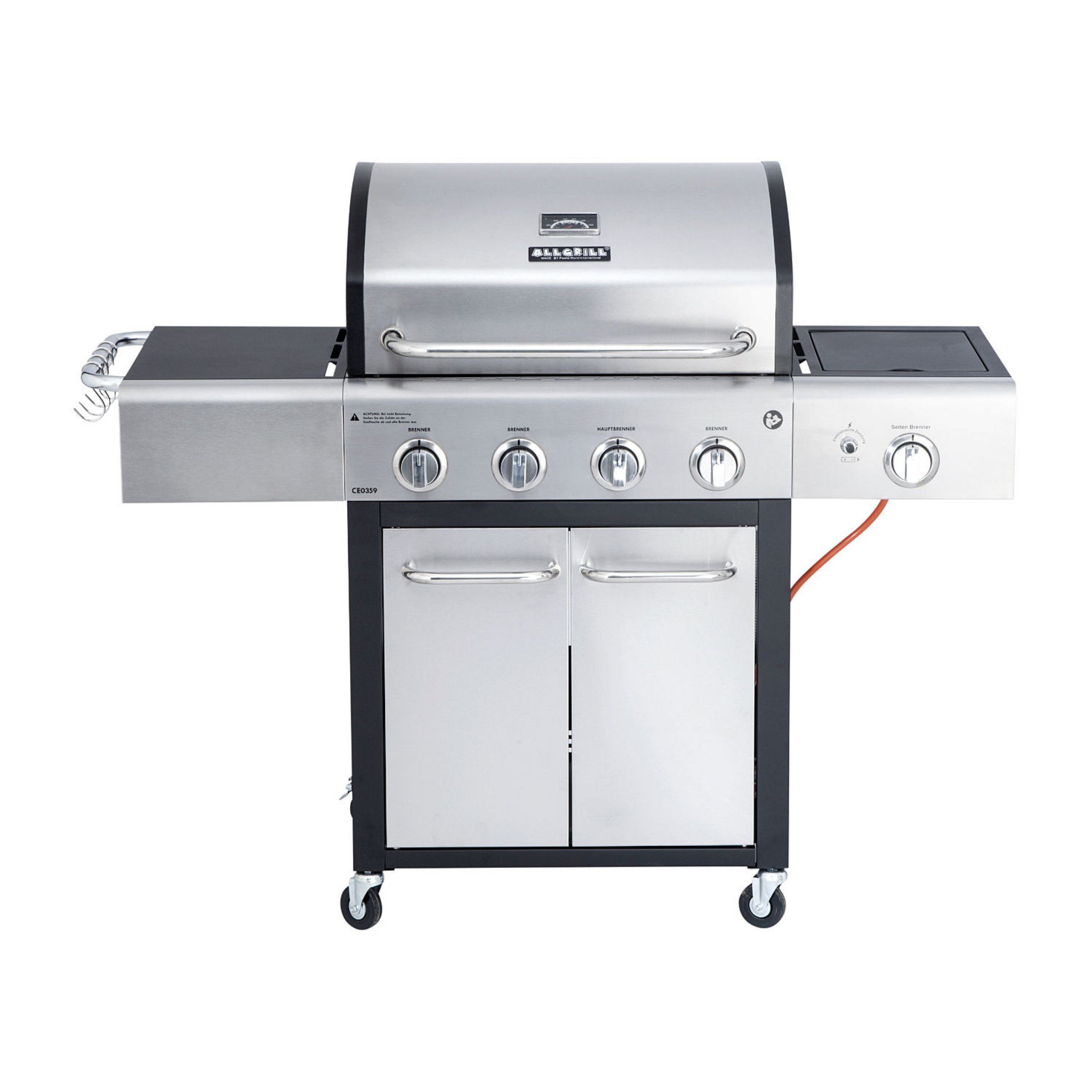 All Grill Gasgrill Allgrill Basic-Line Festival Edelstahl/schwarz Gasgrill mit 4