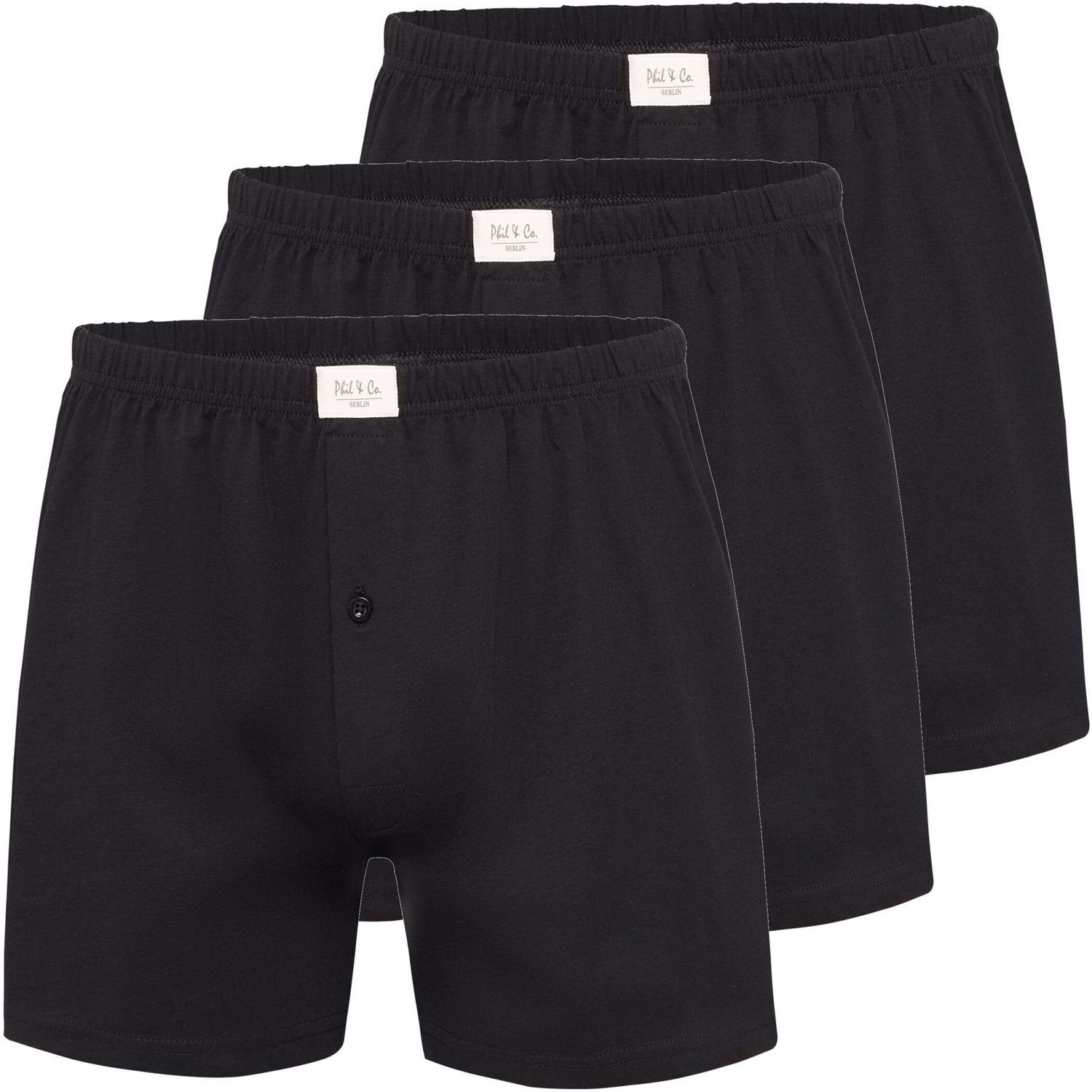 Phil & Co. Boxershorts 3 Stück Phil & Co Jersey Shorts Boxershorts Pant Unterhosen Herren große Größen schwarz oder blau M - 5XL (3-St)