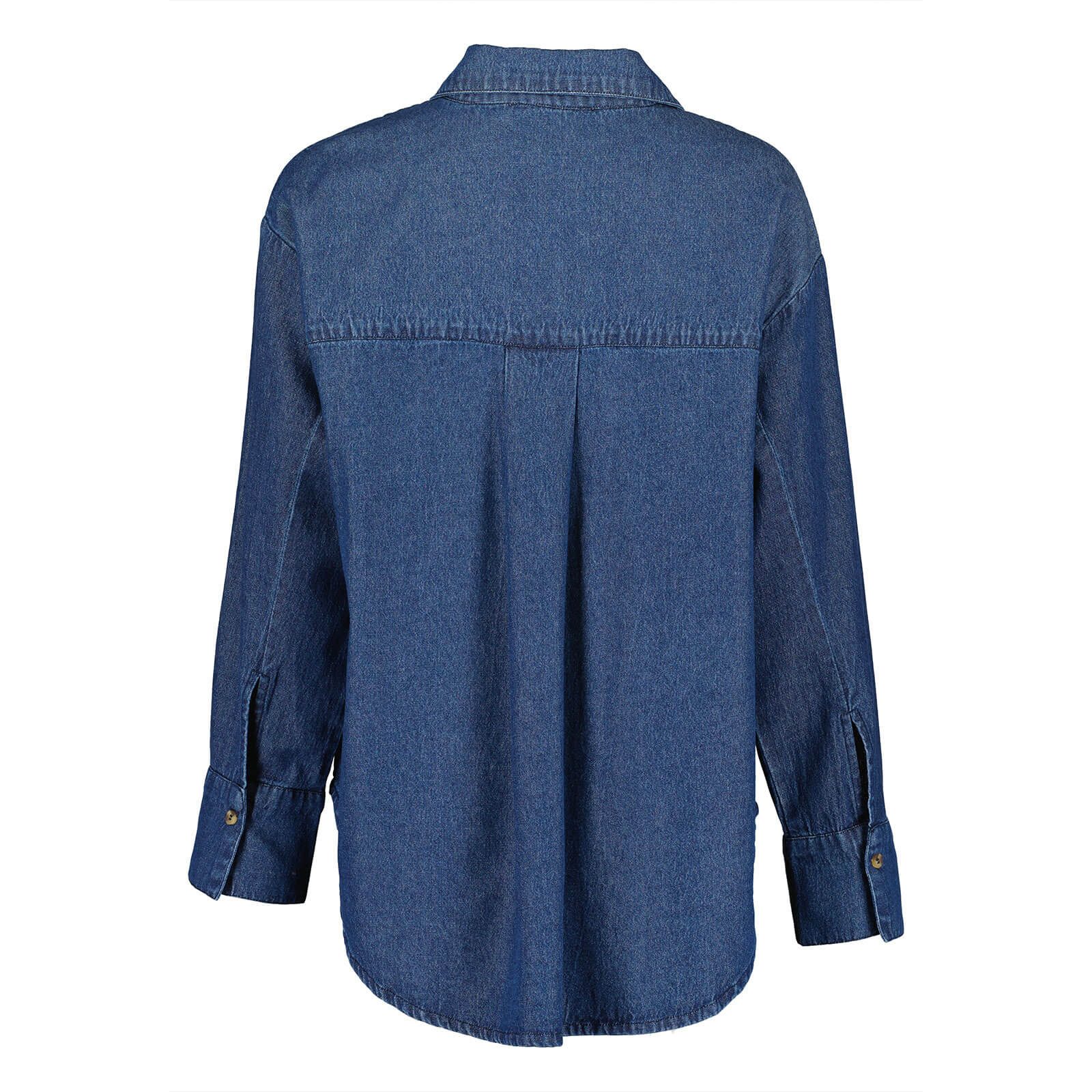 Blue Seven Langarmhemd Damen Jeansbluse 280133 mit Kragen - Damenbluse Hemdbluse Unifarben Klassischer Hemdkragen, Knopfleiste, Aufgesetzte Brusttaschen