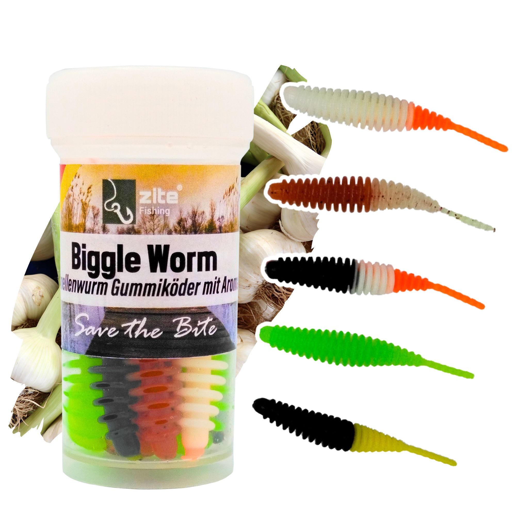 Kunstköder Biggle Worm 6,5 cm 8 Stück - Lamellenwurm fürs UL-Angeln - Gummiköder