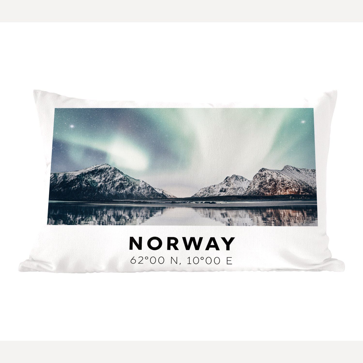 MuchoWow Dekokissen Norwegen - Nordlichter - Wasser, Wohzimmer Dekoration, Zierkissen, Dekokissen mit Füllung, Schlafzimmer