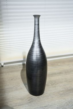 VIVANNO Bodenvase Vase Deko Bodenvase Fiberglas "Delgada", Schwarz Silber - 15x34 cm