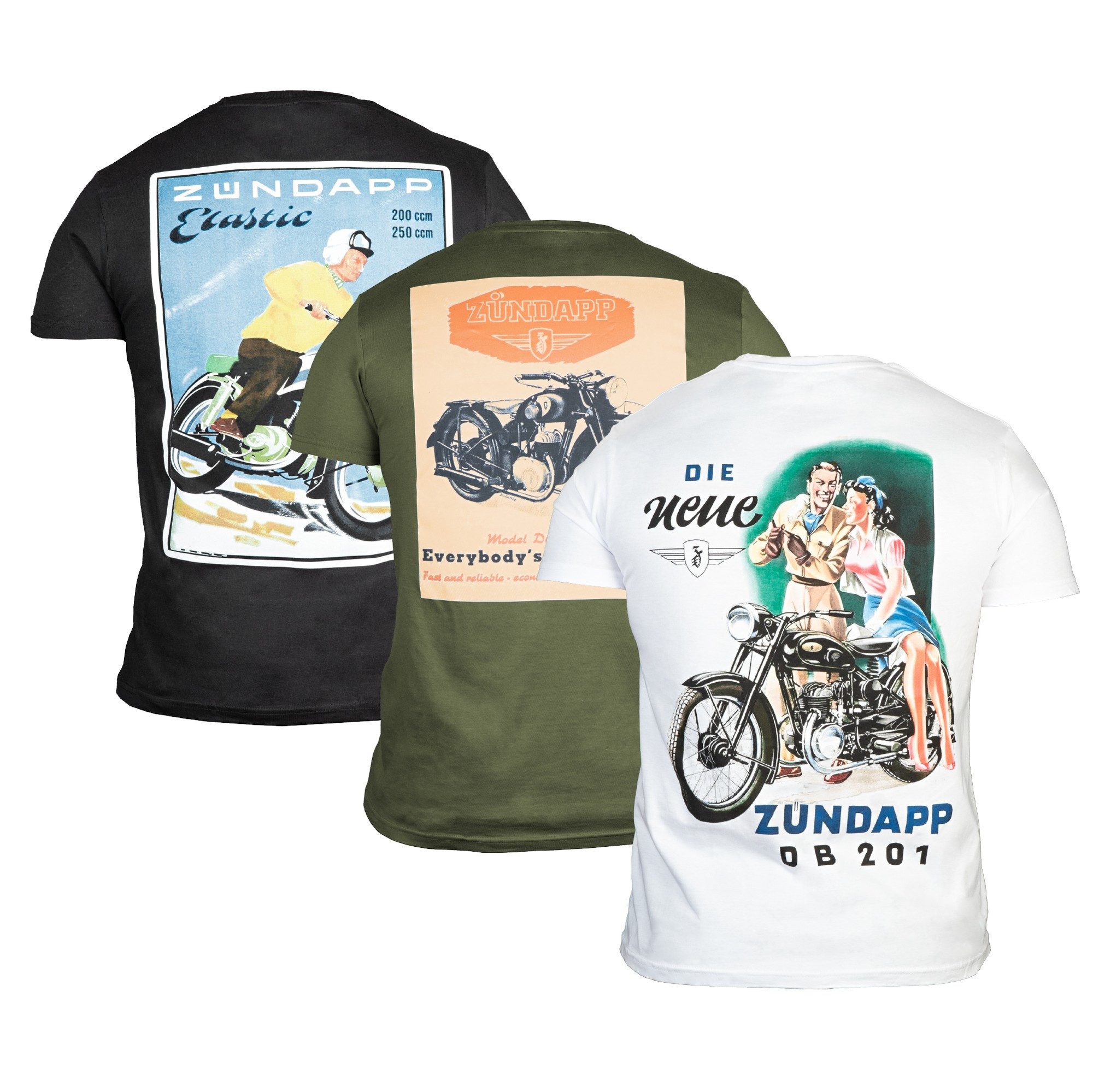Zündapp T-Shirt (Dreierpack) Dreierpack Basic Shirt unisex 100 % Baumwolle