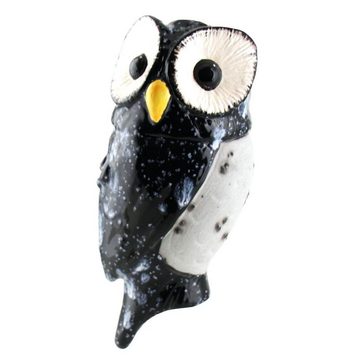 Tangoo Gartenfigur Tangoo Keramik-Vogel Eule schwarz mit weißen Akzenten, (Stück)