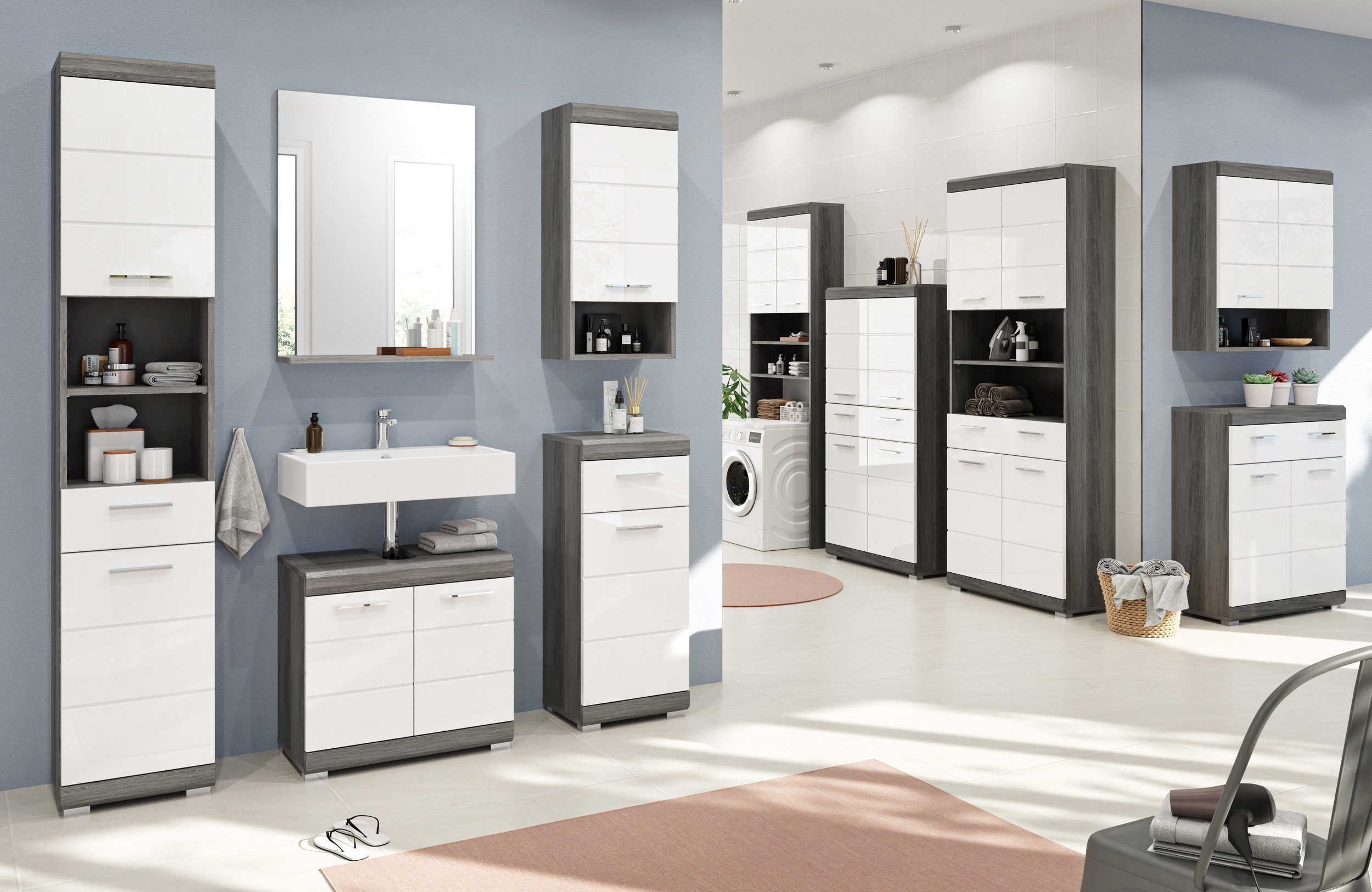 Newroom Spiegel Rauchsilber 60 cm, Spiegel Rauchsilber Spiegelglas Modern Wandspiegel Schminkspiegel Bad