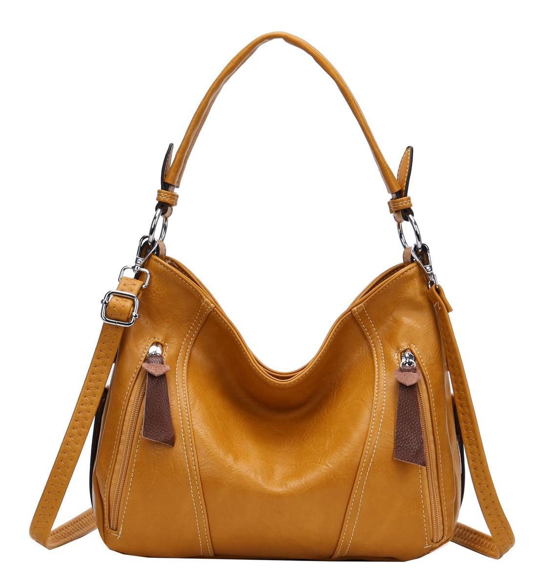 ITALYSHOP24 Schultertasche Damen Tasche Shopper Hobo-Bag Crossbody CrossOver, als Handtasche, Umhängetasche, Shopper tragbar