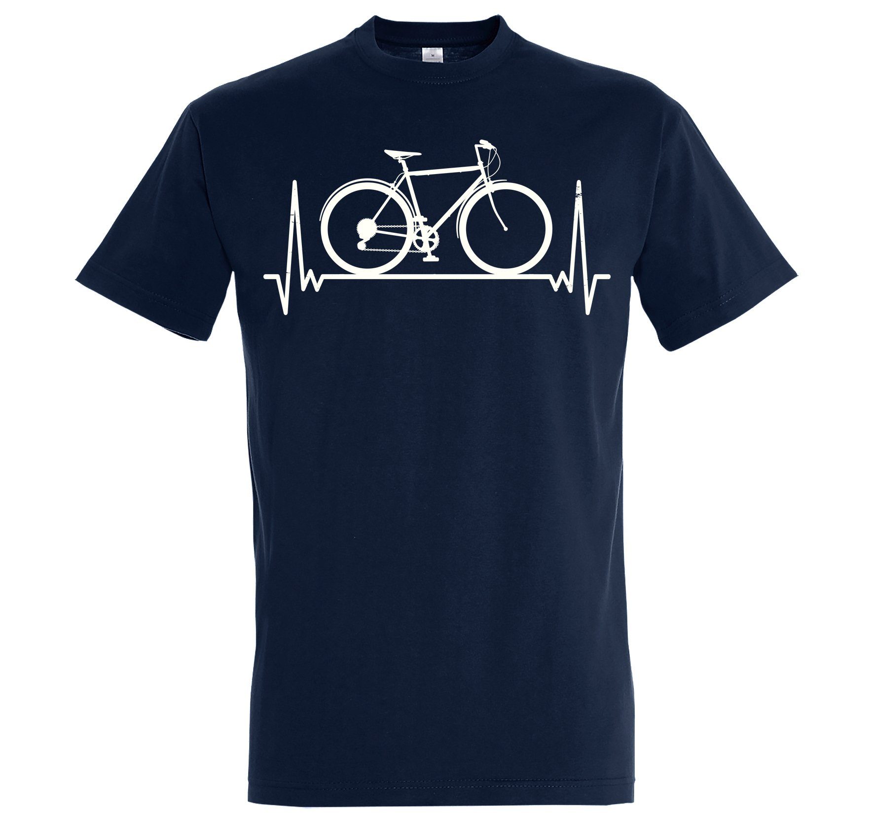 lustigem Fahrrad Shirt Designz Navyblau Fahrrad T-Shirt Frontprint Heartbeat Herren mit Youth