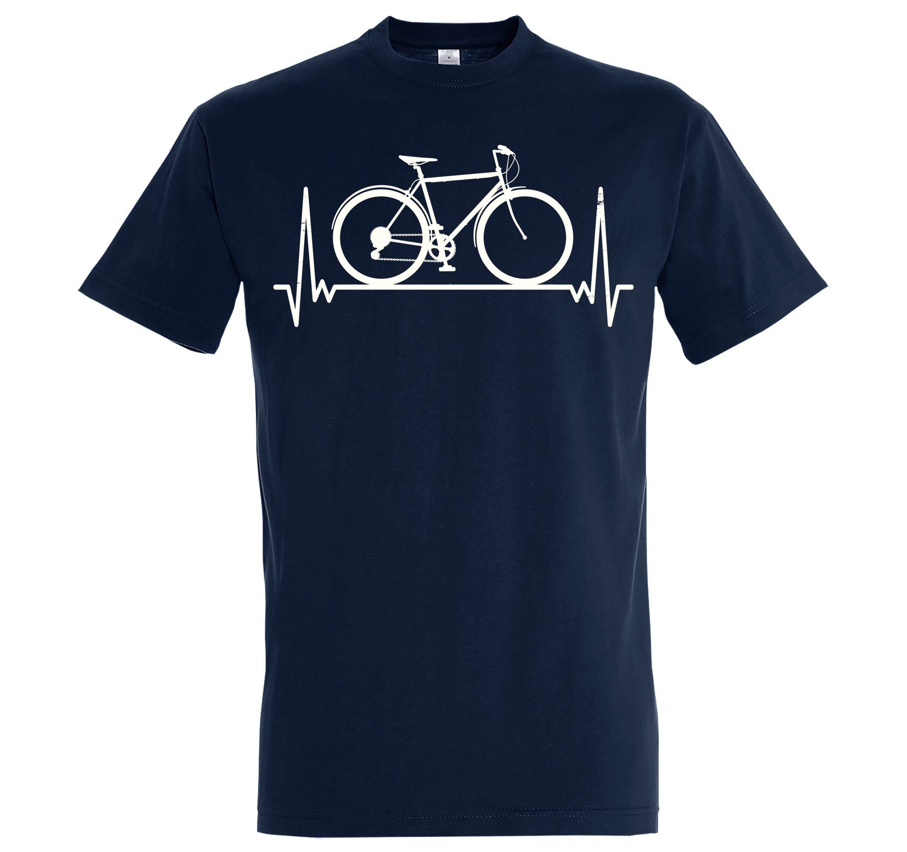 Youth Designz T-Shirt Heartbeat Fahrrad Shirt Frontprint Herren lustigem Fahrrad mit Navyblau