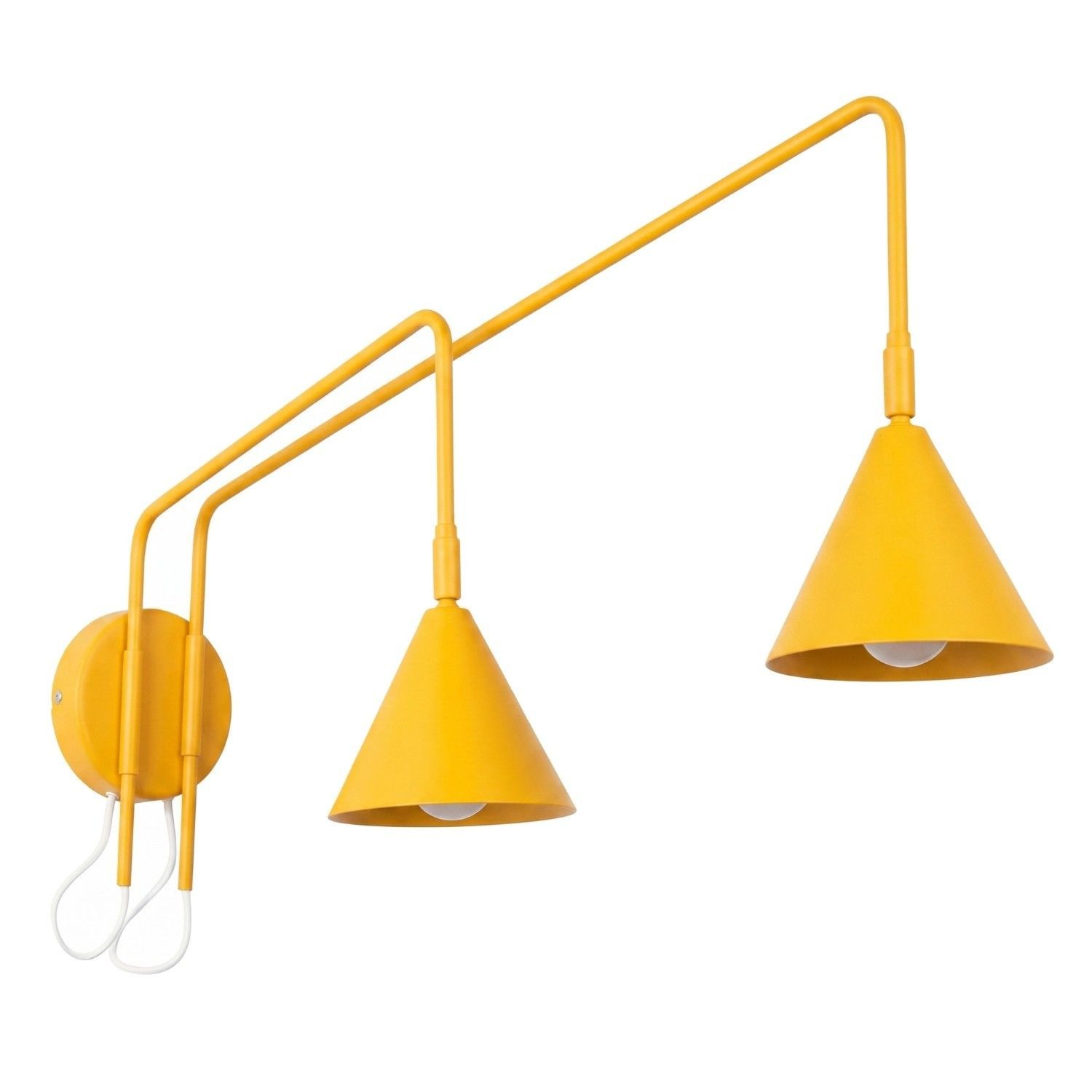 Licht-Erlebnisse Wandleuchte LUNDY, ohne Leuchtmittel, Metall E14 B: 150 cm mit Schalter Gelb 2-flammig Modern Wandlampe