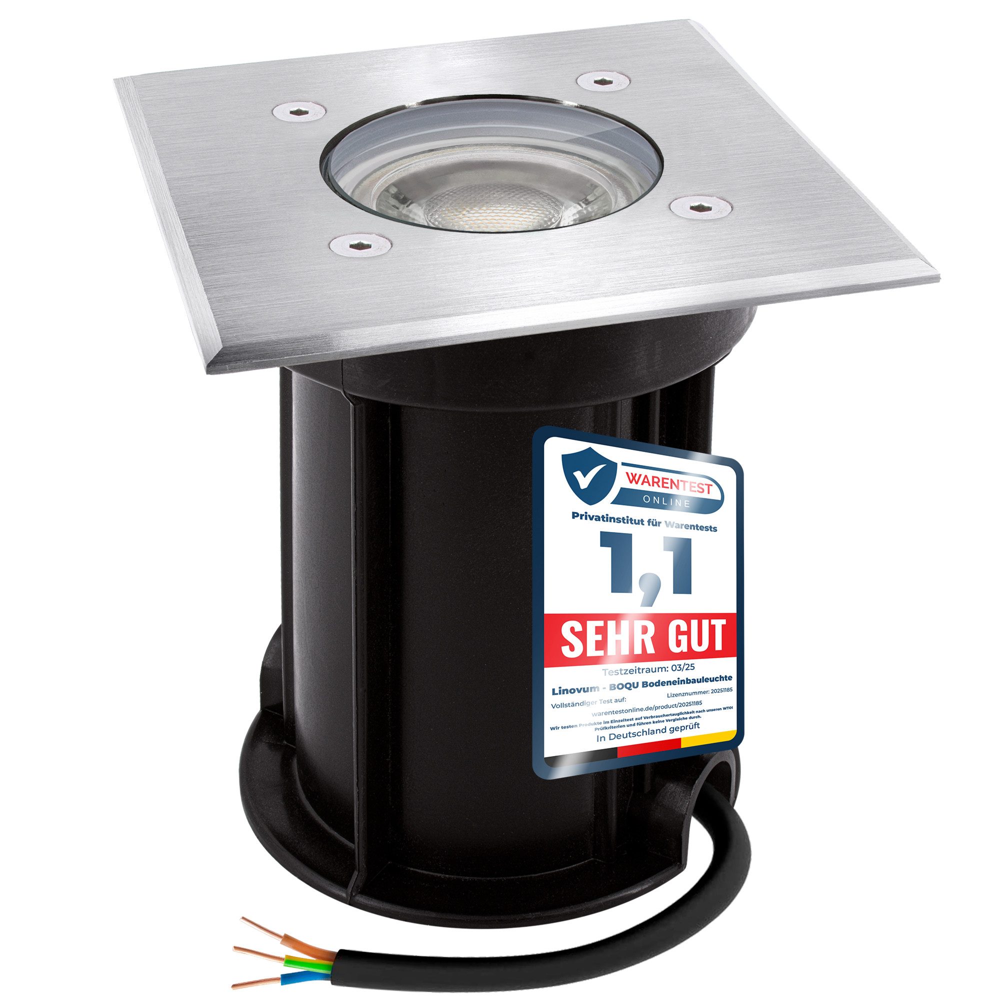 linovum LED Gartenstrahler Bodeneinbaustrahler BOQU mit LED GU10 3W neutralweiß Bodenlampe Spot, Neutralweiß