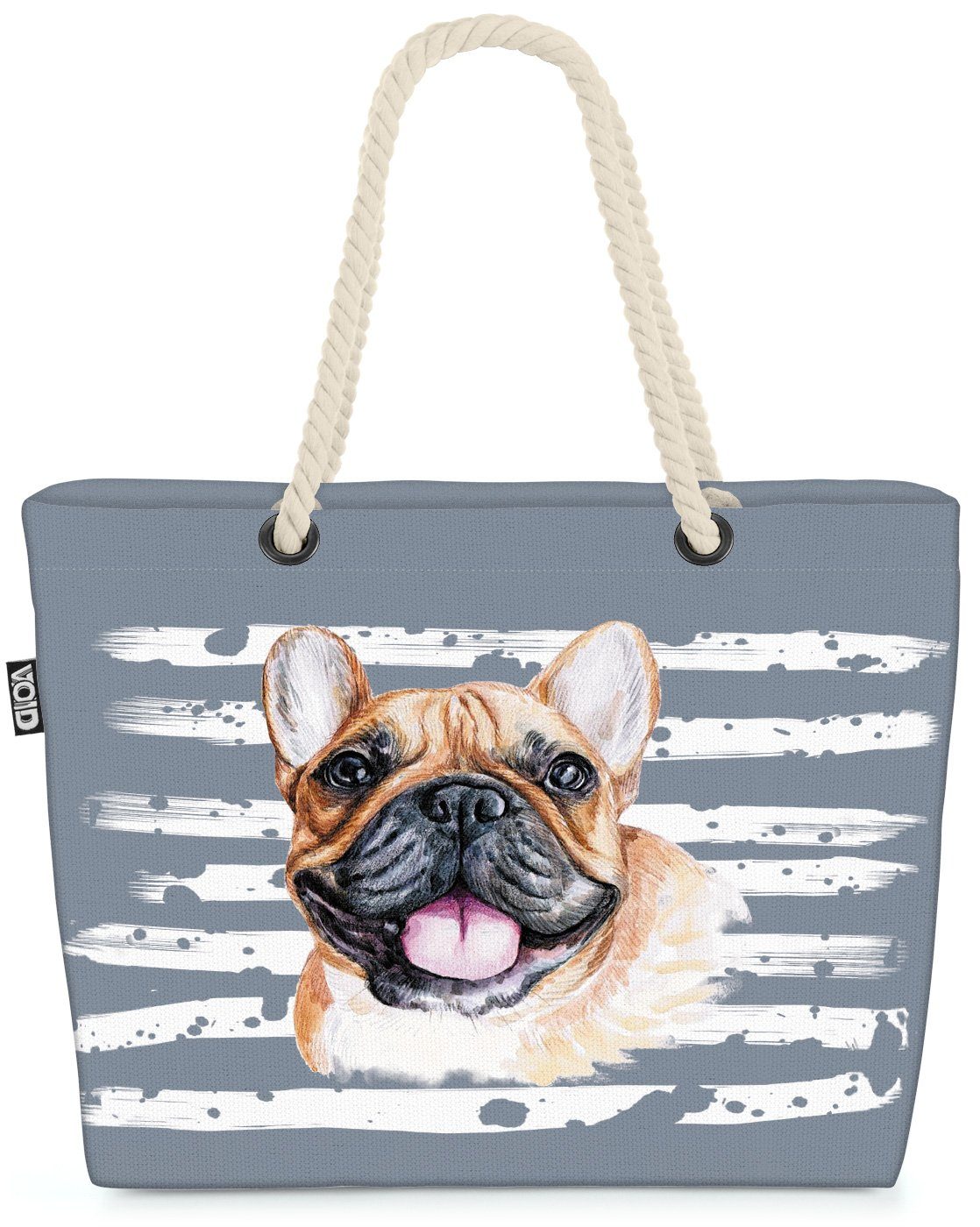 VOID Strandtasche (1-tlg), Französische Bulldogge Frenchie Hund grau