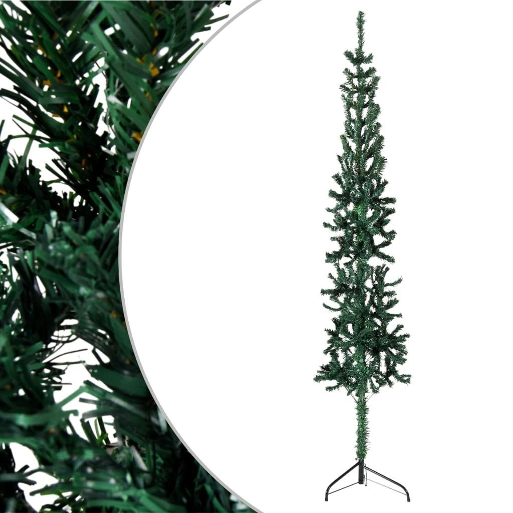 furnicato Künstlicher Weihnachtsbaum Künstlicher Halb-Weihnachtsbaum mit Ständer Schlank Grün 240 cm