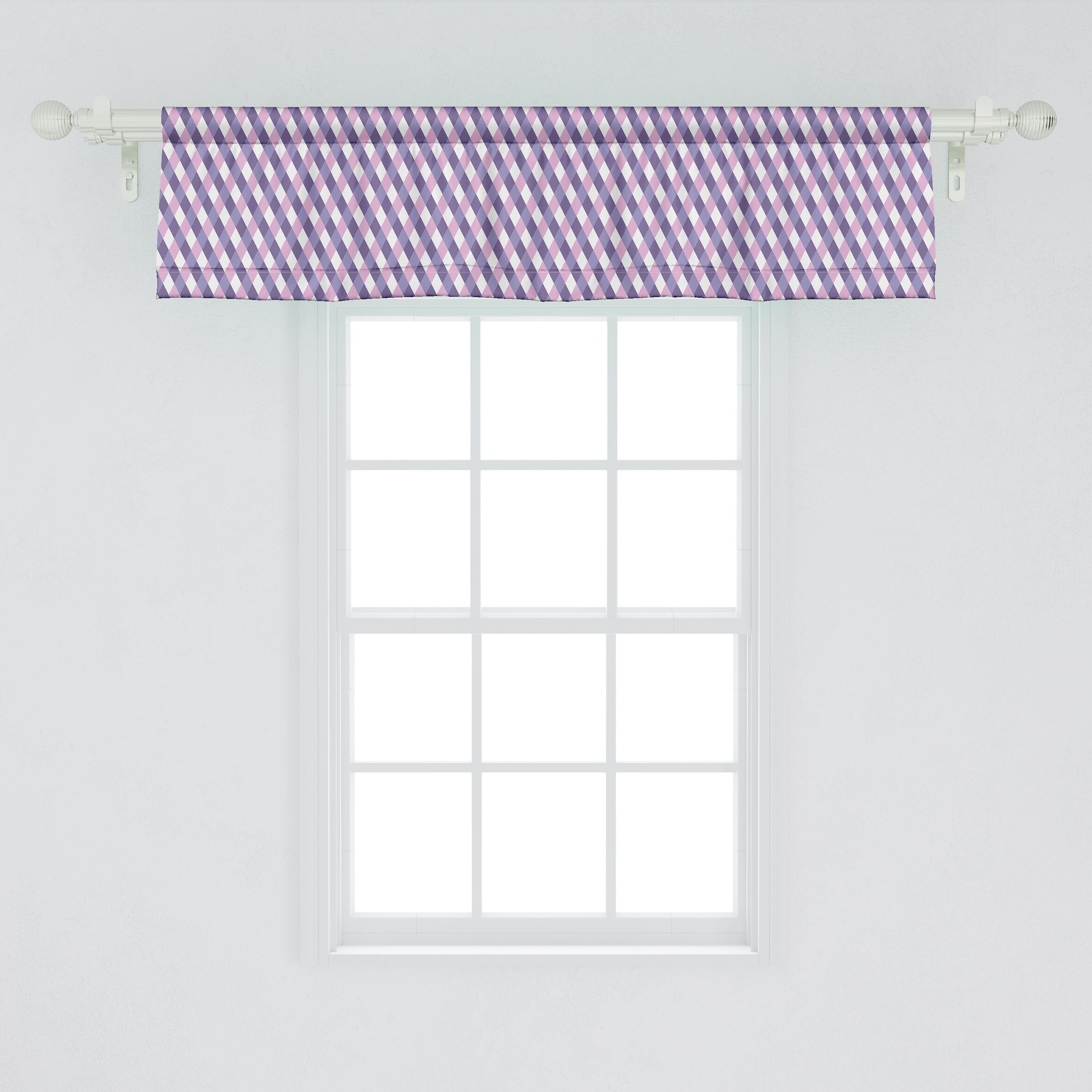 Scheibengardine Vorhang Volant für Stangentasche, Dekor Mosaik-Muster Mauve Gekreuzte Schlafzimmer Abakuhaus, Küche mit Microfaser