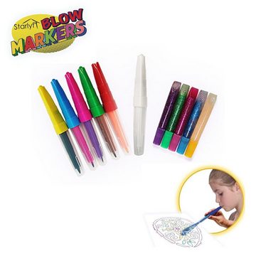 Starlyf Malstift Blow Markers Upsell Ersatzstifte, (Set, 11-tlg), 5 versch. Farben inkl. Glitzertuben