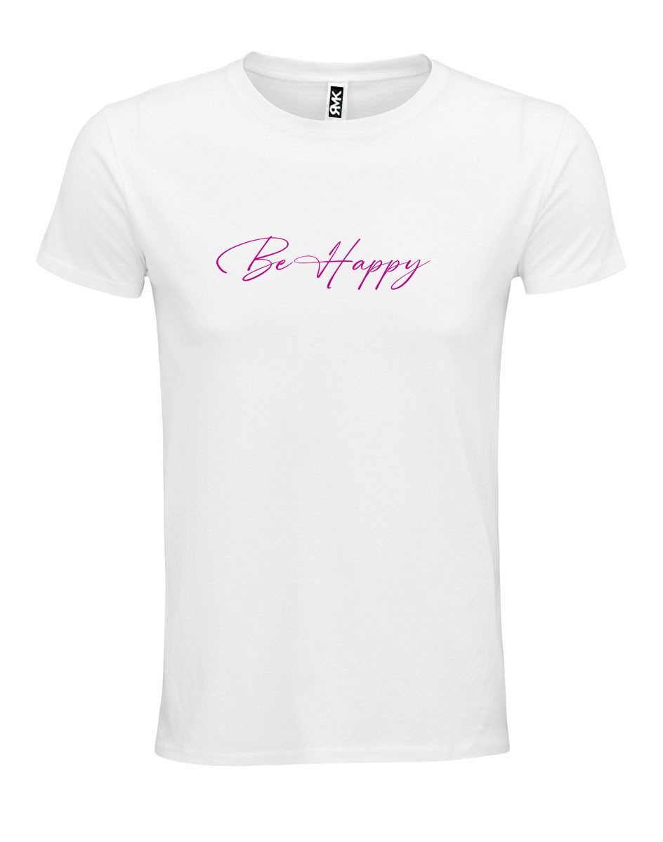 RMK T-Shirt Damen Shirt Top Sommer Basic Be Happy Glücklich aus Baumwolle günstig online kaufen