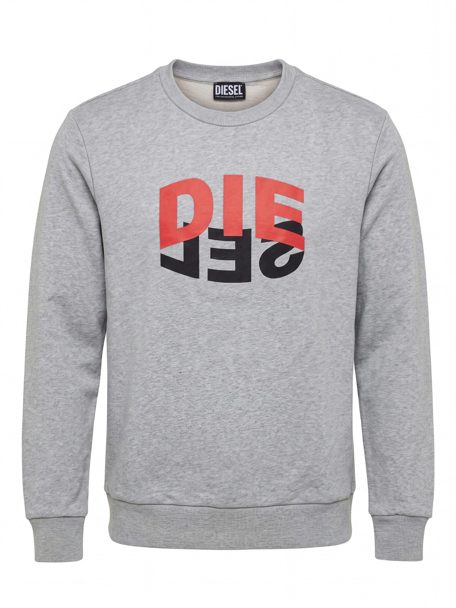 Diesel Sweatshirt Regular Fit Pullover - S-GIRK-N80 Grau Superweicher Herren Pullover