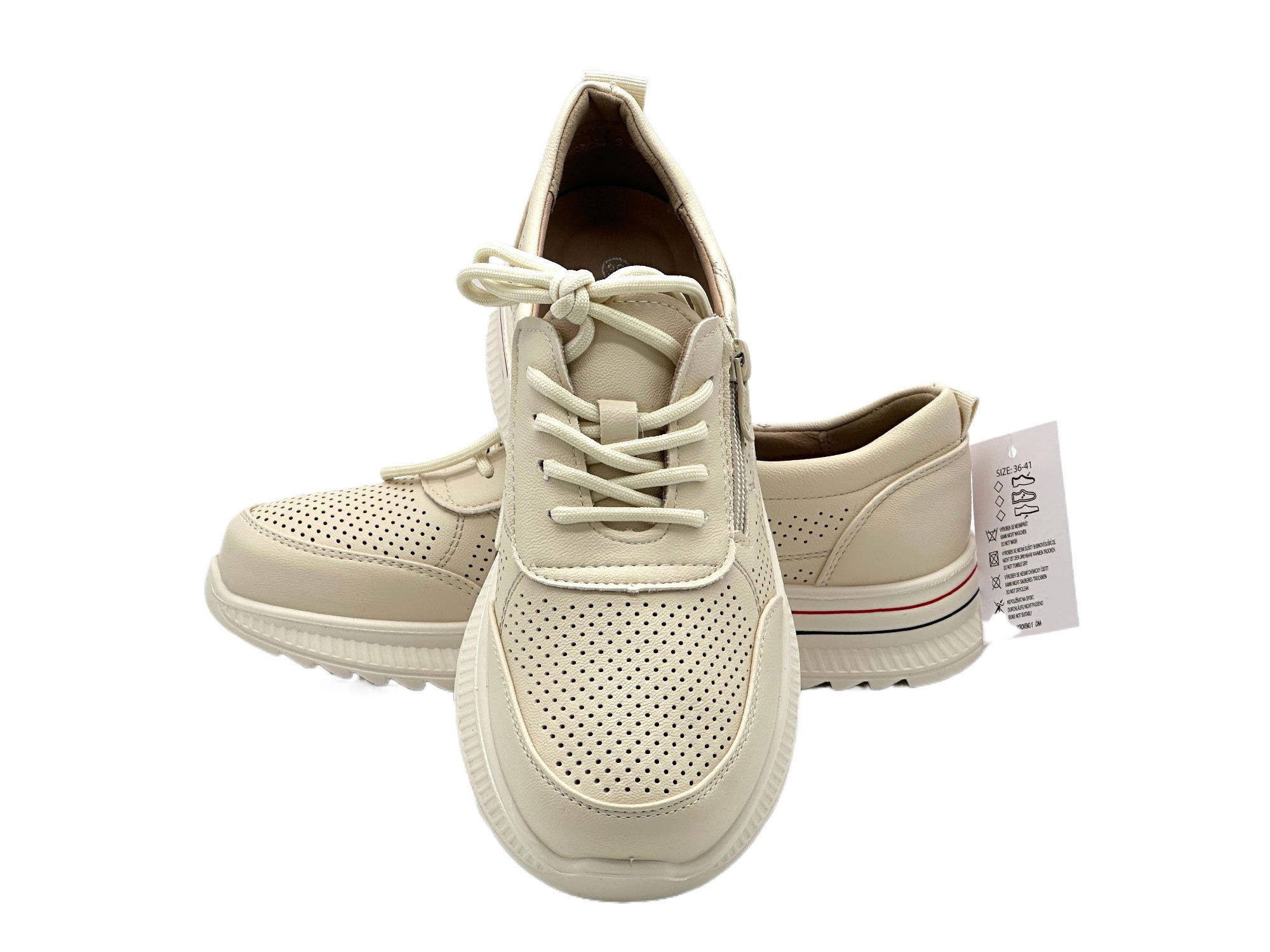 Nowaland Damen Halbschuhe mit Reißverschluss und Perforierung Sneaker Seitlicher Reißverschluss · Atmungsaktive Perforierung – Bild 2 von 5